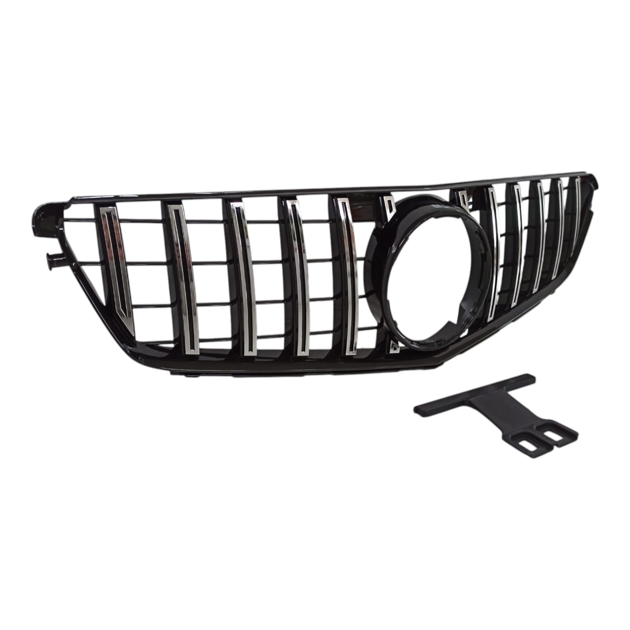 GT chrome black front radiator grille in Panamericana style for Mercedes C-Class W204 (2007-2014) from Custom Class, combining sporty and refined styling.