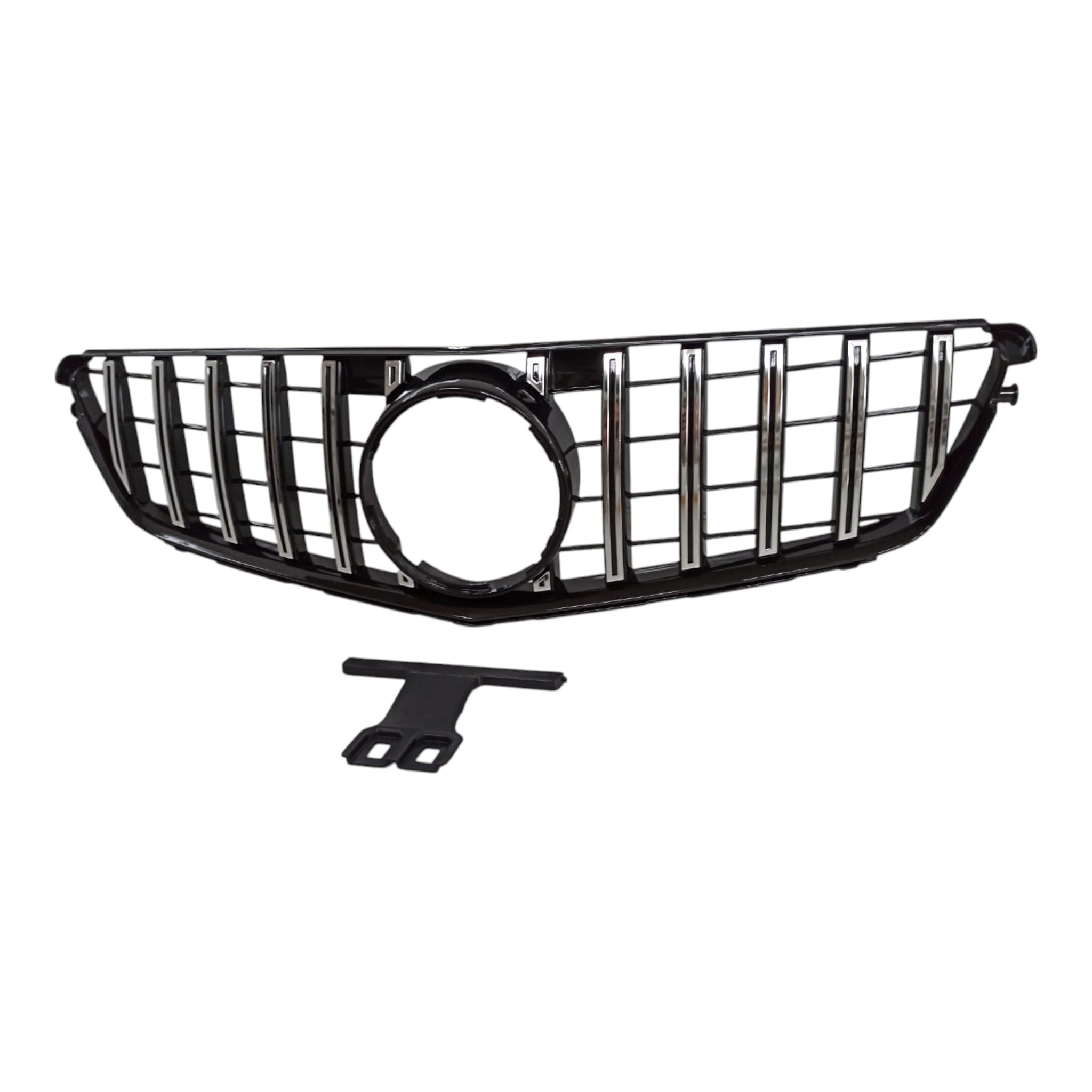 GT chrome black front radiator grille in Panamericana style for Mercedes C-Class W204 (2007-2014) from Custom Class, combining sporty and refined styling.