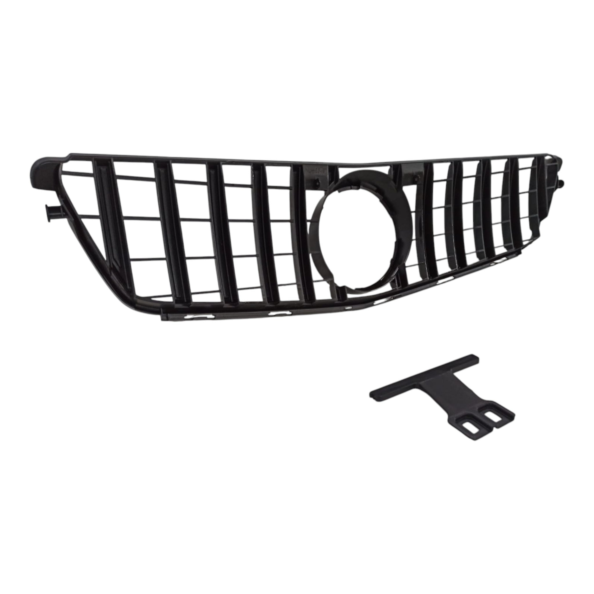 GT chrome black front radiator grille in Panamericana style for Mercedes C-Class W204 (2007-2014) from Custom Class, combining sporty and refined styling.