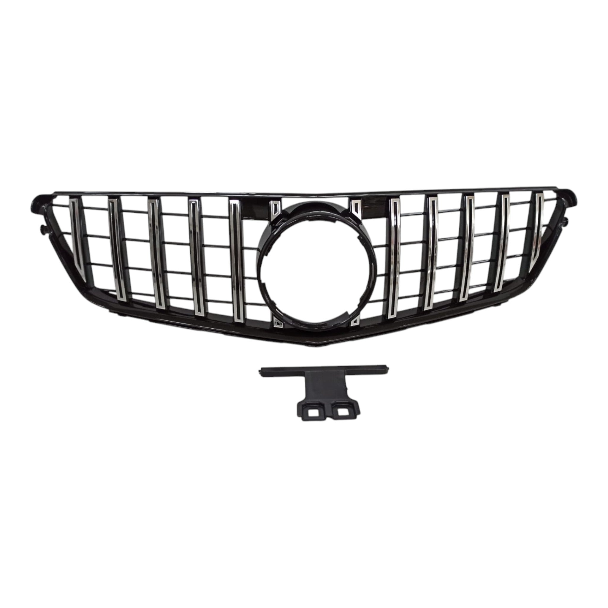 GT chrome black front radiator grille in Panamericana style for Mercedes C-Class W204 (2007-2014) from Custom Class, combining sporty and refined styling.