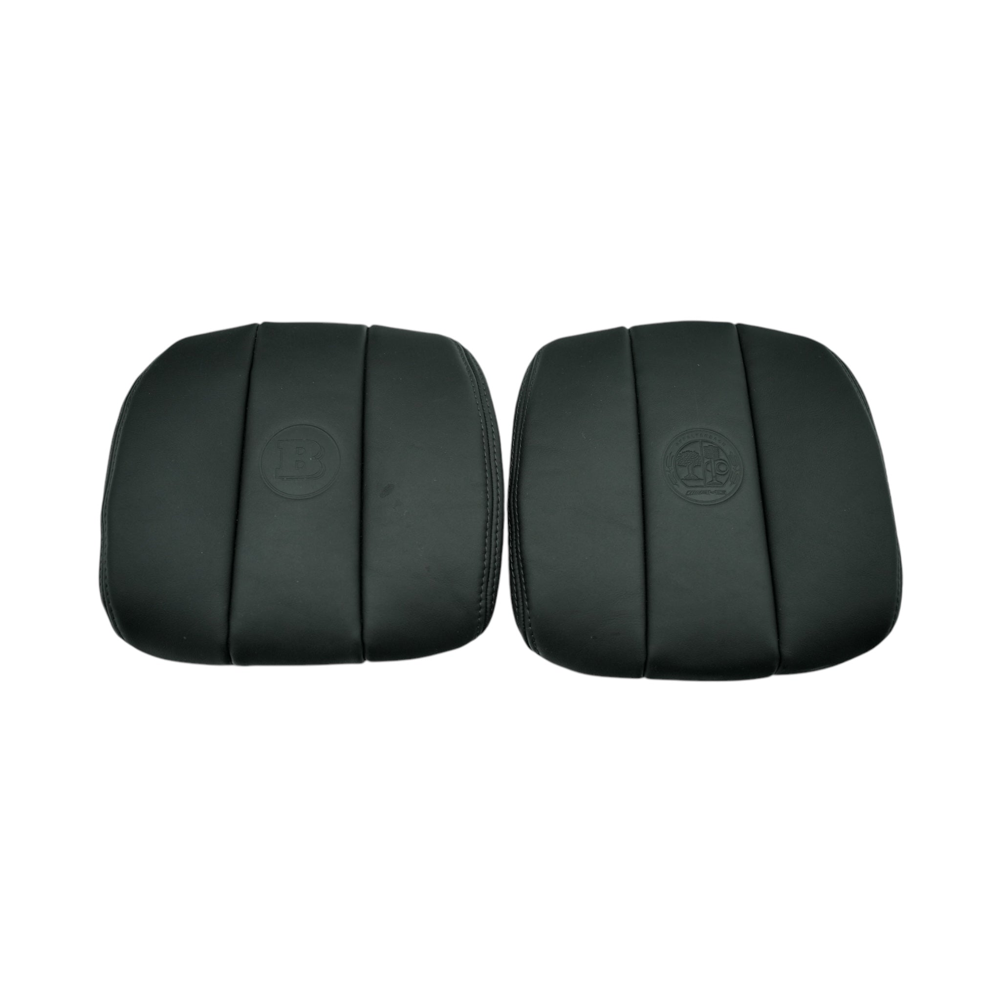 Leather seat headrests upholstery trim with logo for Mercedes G-Class W463A, crafted from genuine leather and available in multiple colors and configurations.