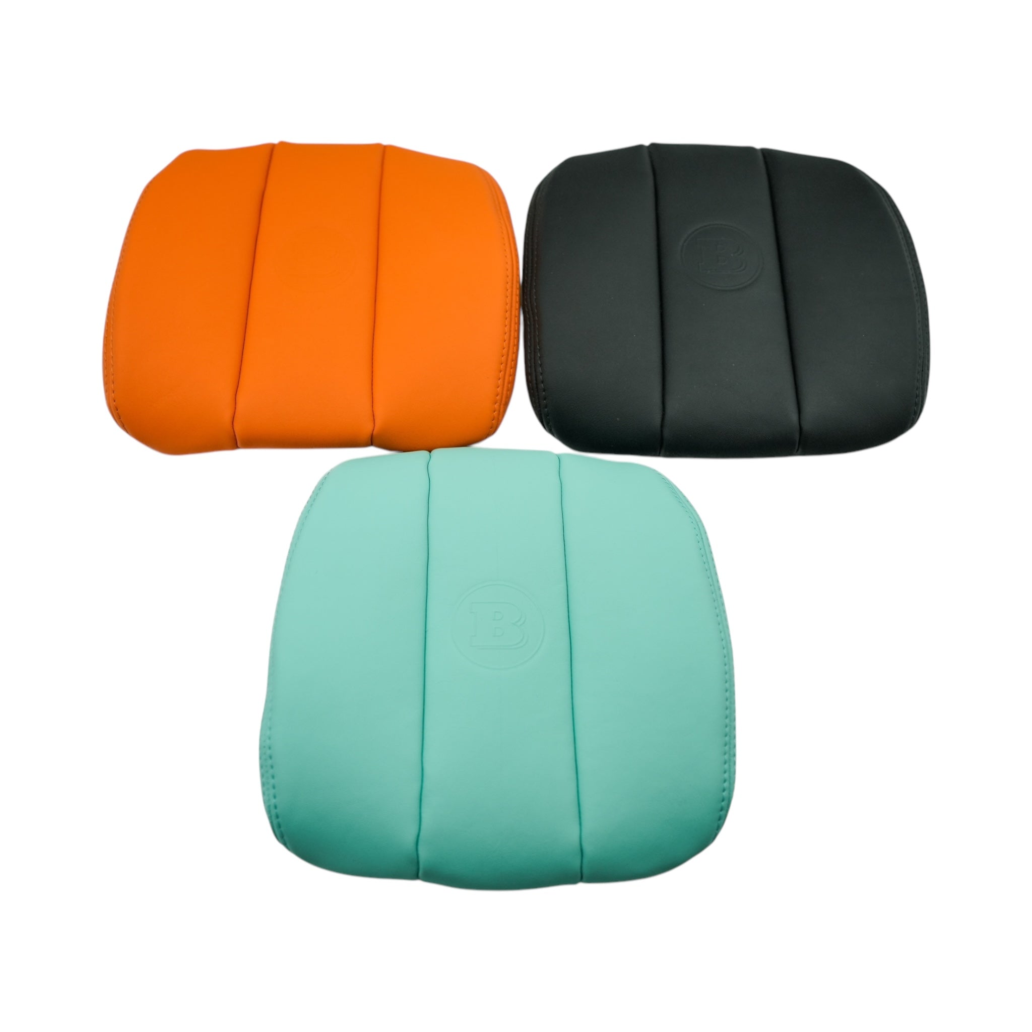 Leather seat headrests upholstery trim with logo for Mercedes G-Class W463A, crafted from genuine leather and available in multiple colors and configurations.