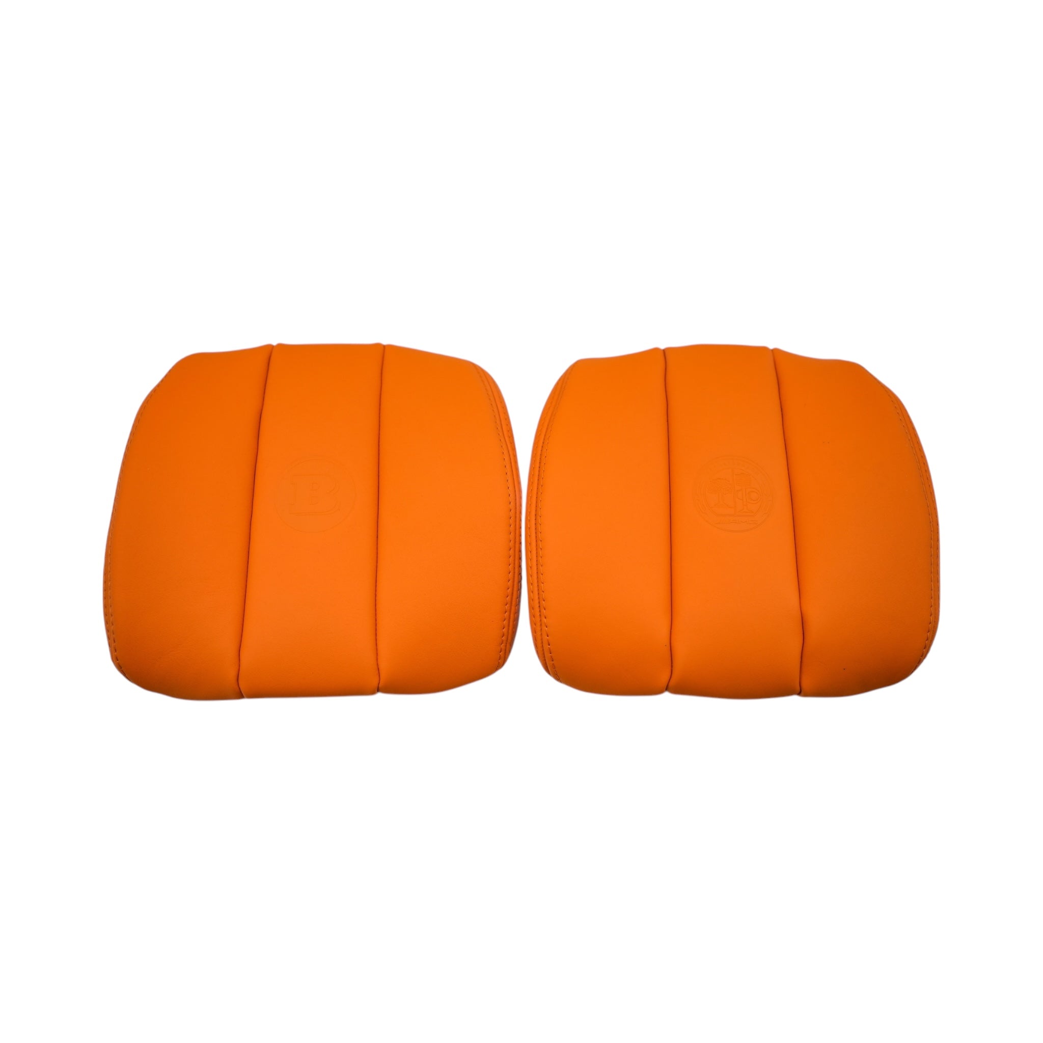 Leather seat headrests upholstery trim with logo for Mercedes G-Class W463A, crafted from genuine leather and available in multiple colors and configurations.