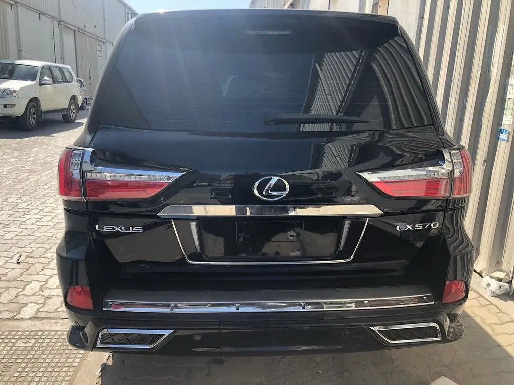 Rear perspective of Lexus LX570 fitted with TRD Superior rear bumper spoiler and LED taillight conversion