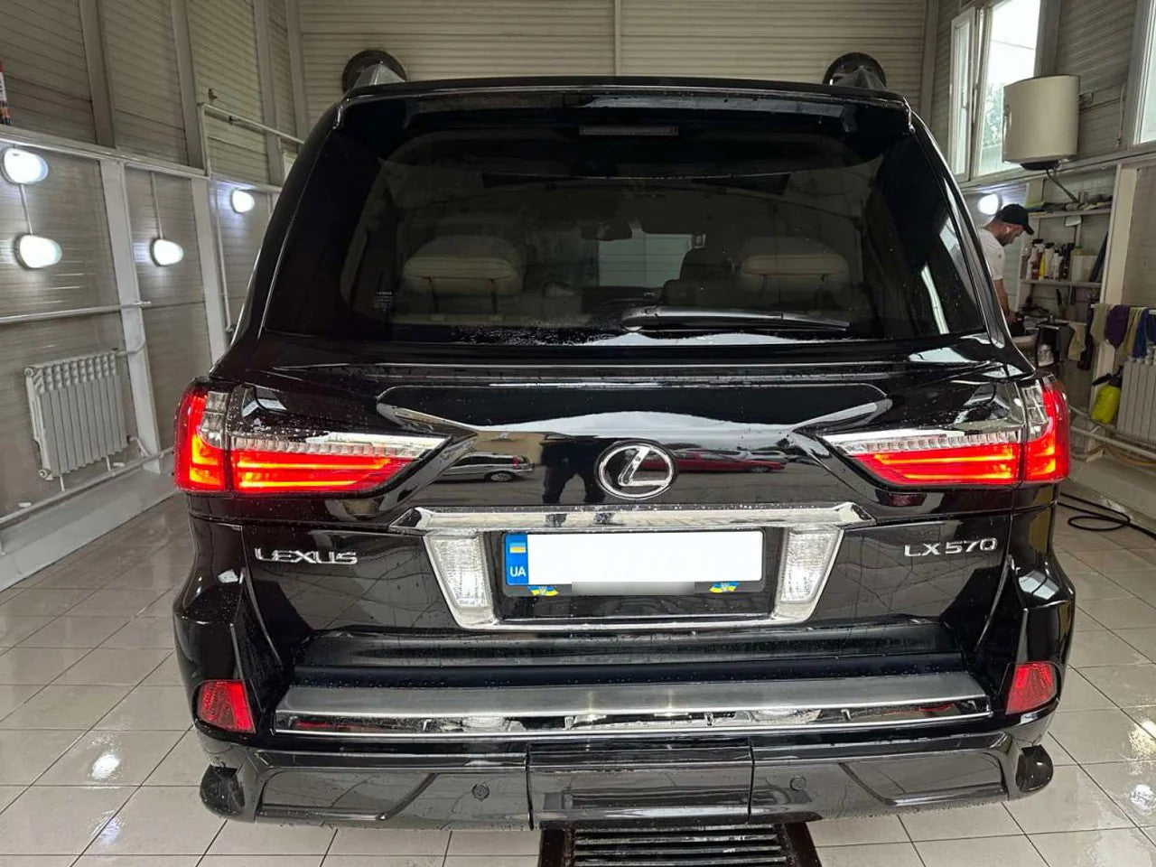 TRD Superior SPORT illuminated LED license plate trim accent for Lexus LX570 rear tailgate