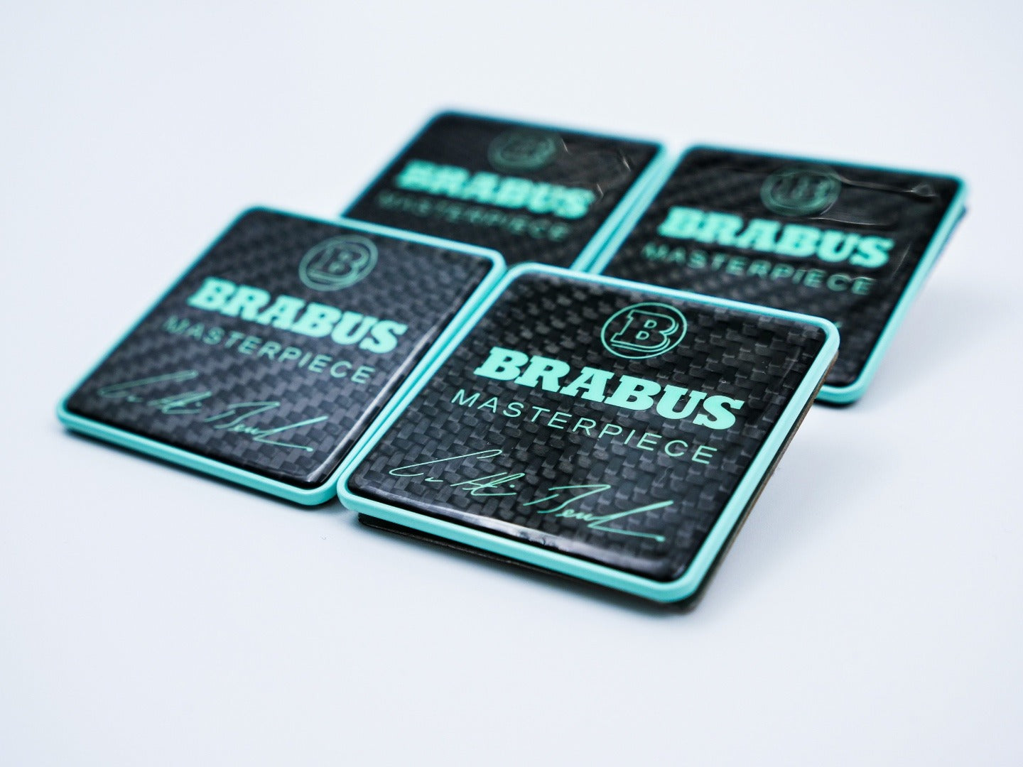 Metal with carbon Brabus Masterpiece tiffany blue seats emblem set for Mercedes-Benz W463A - Custom Class
