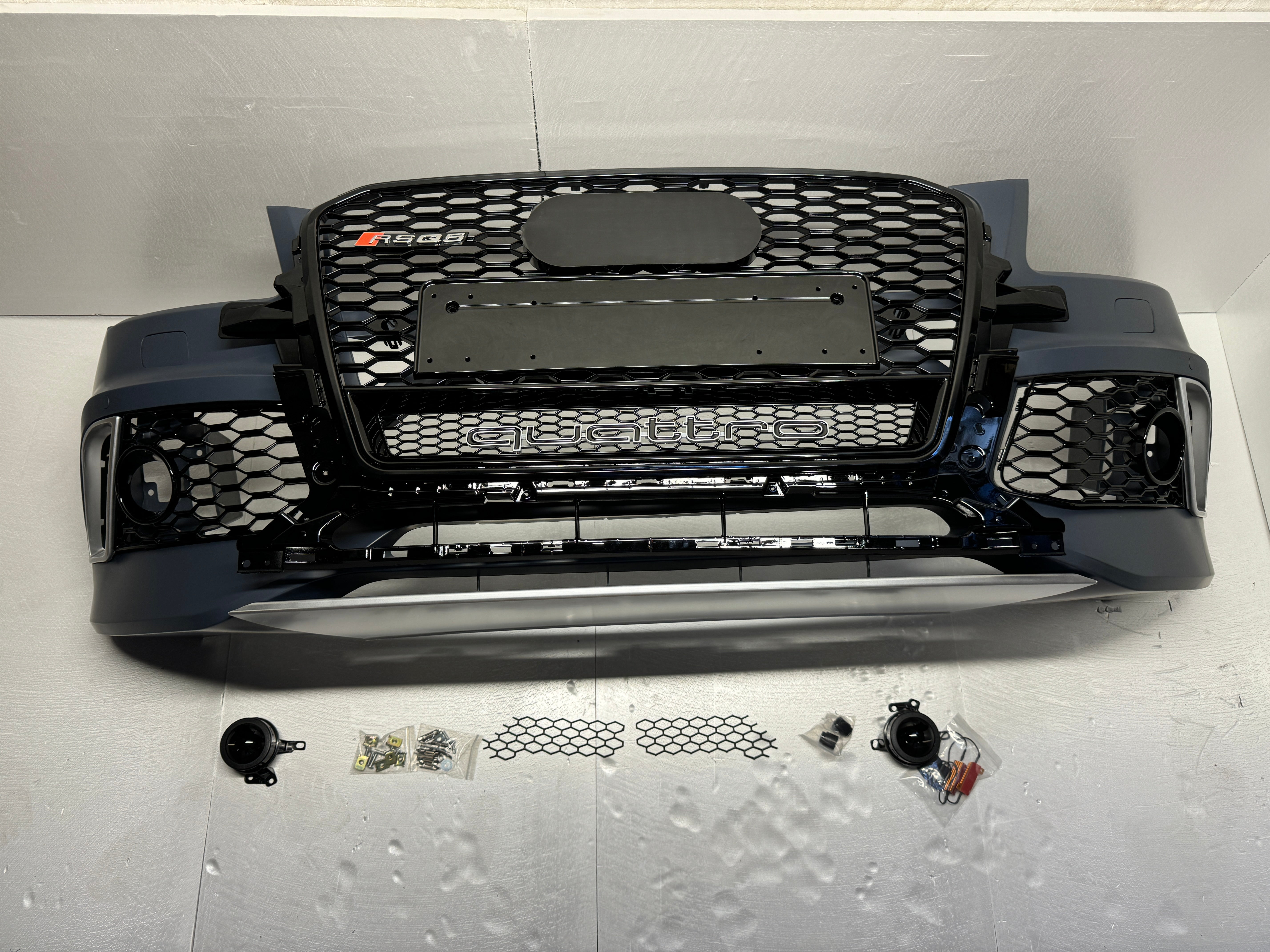 RSQ5 front bumper with black radiator grille Quattro (with fog lights holes) for Audi Q5 8R 2012-2015 - Custom Class