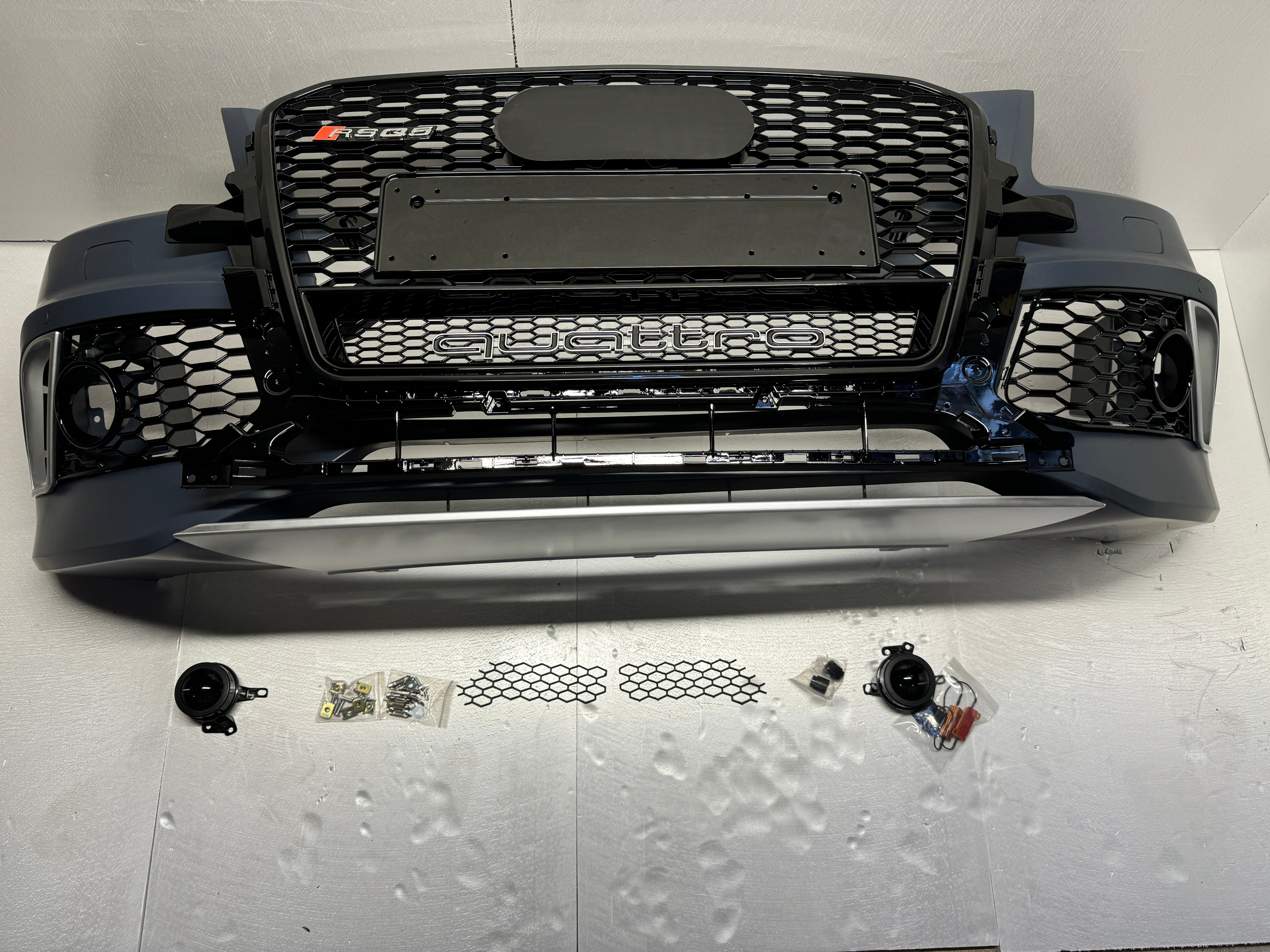 RSQ5 front bumper with black radiator grille Quattro (with fog lights holes) for Audi Q5 8R 2012-2015 - Custom Class