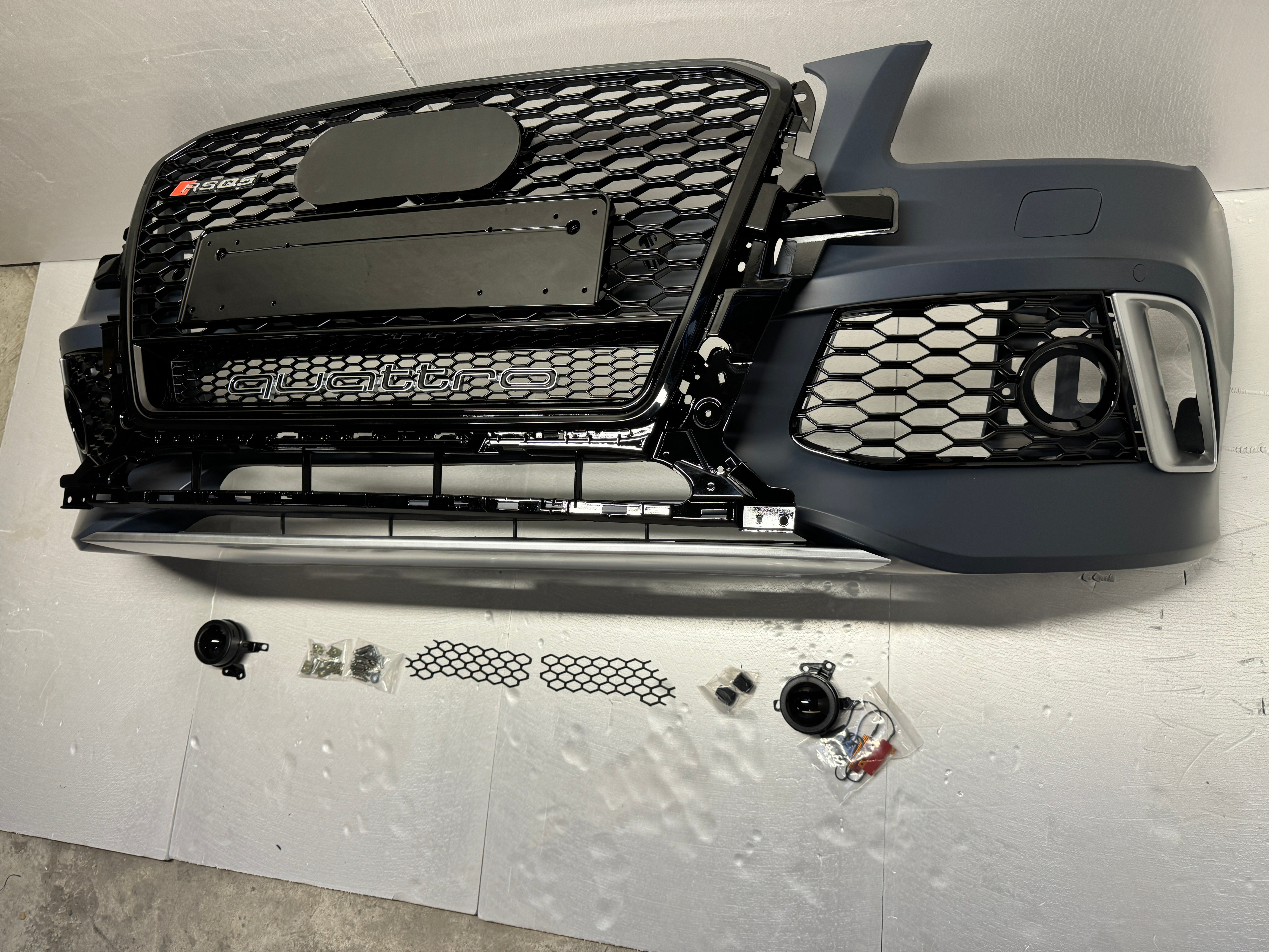 RSQ5 front bumper with black radiator grille Quattro (with fog lights holes) for Audi Q5 8R 2012-2015 - Custom Class