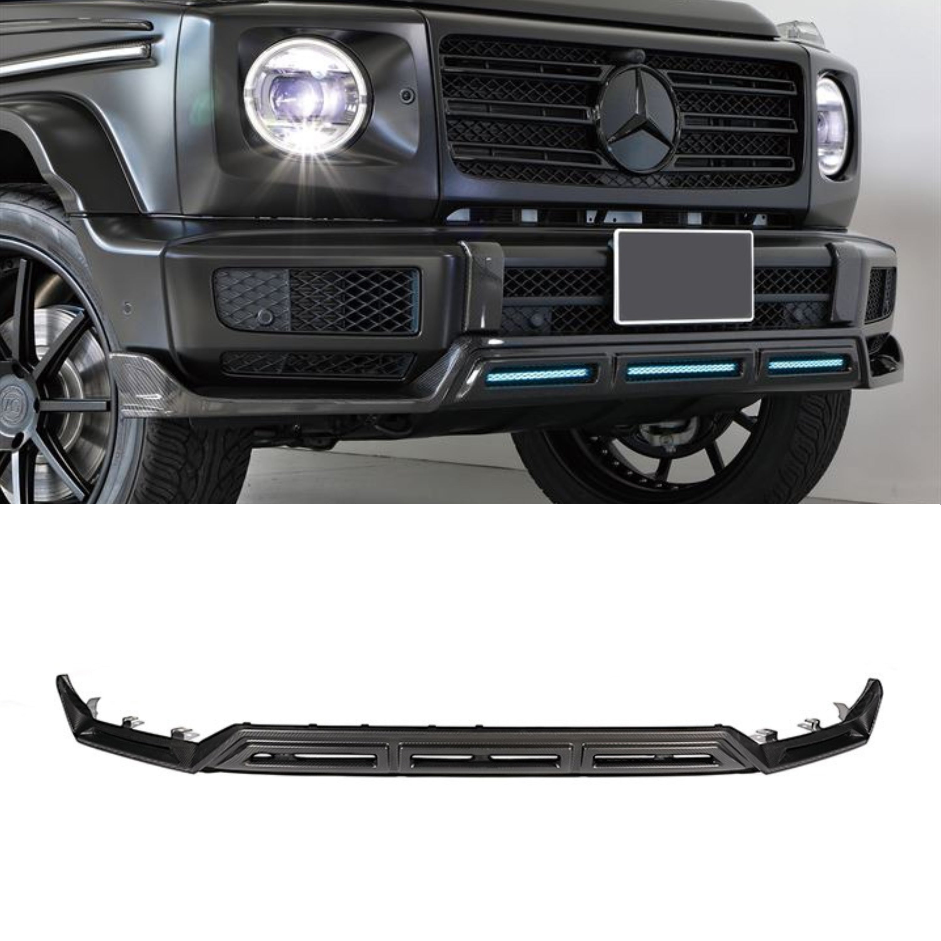 Rowen Style Front Bumper Lip Carbon for G450/G500 bumper Mercedes-Benz W465 G-Class - Custom Class