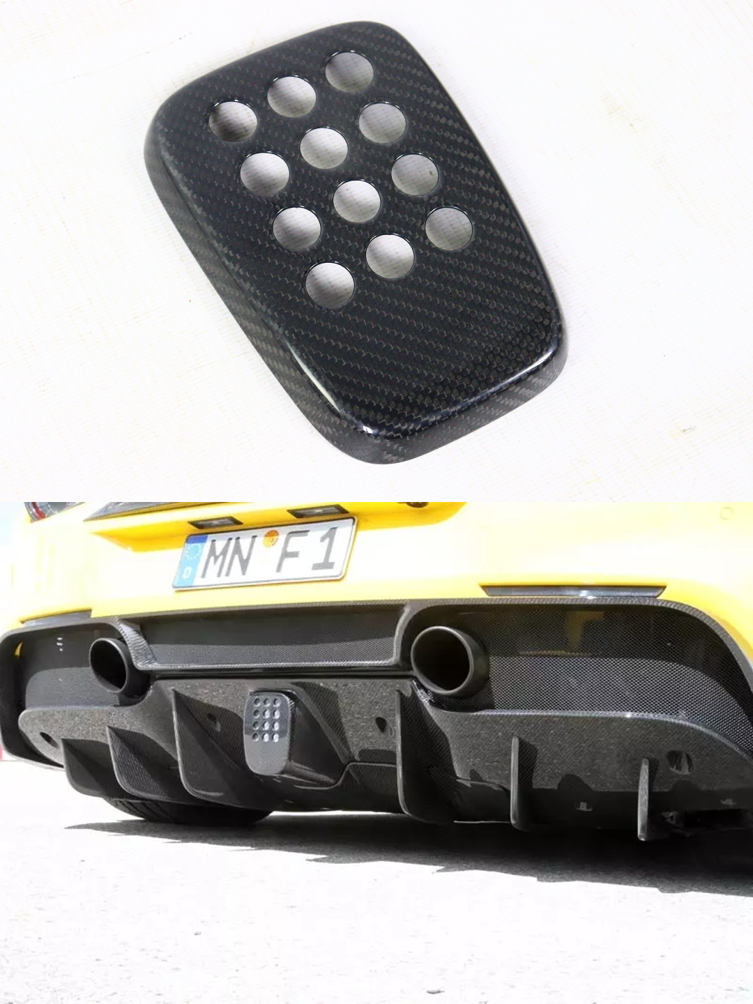 Stop signal cover for Ferrari 488 GTB 2015-2017, made from genuine carbon fiber with high-gloss UV protective varnish.