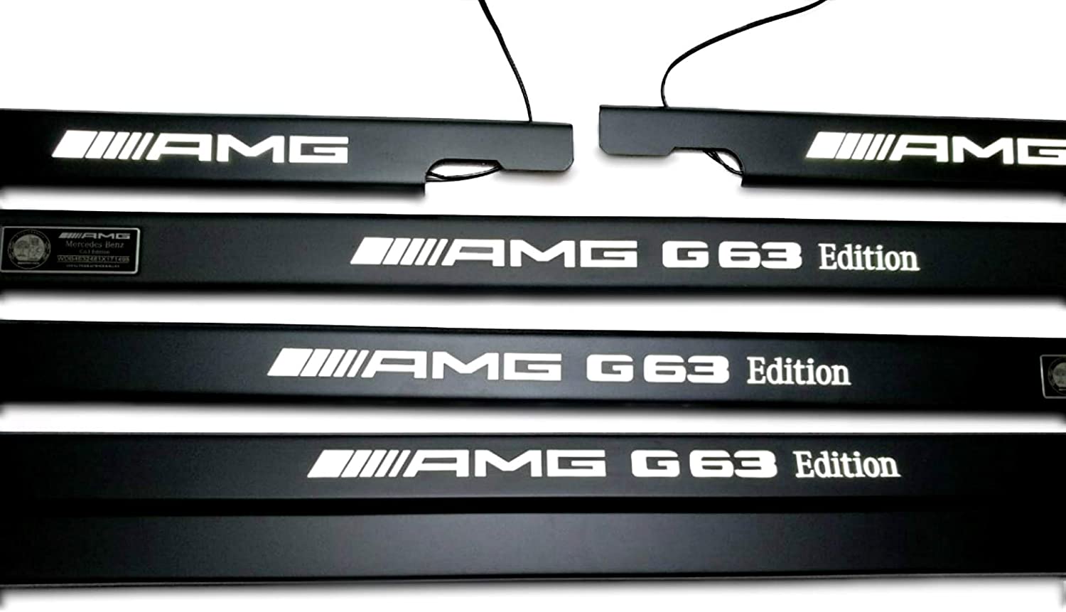 AMG G63 Edition LED Illuminated Door Sills 4 or 5 pcs for Mercedes-Benz W463 from Custom Class, made of aluminum with white LED illumination.