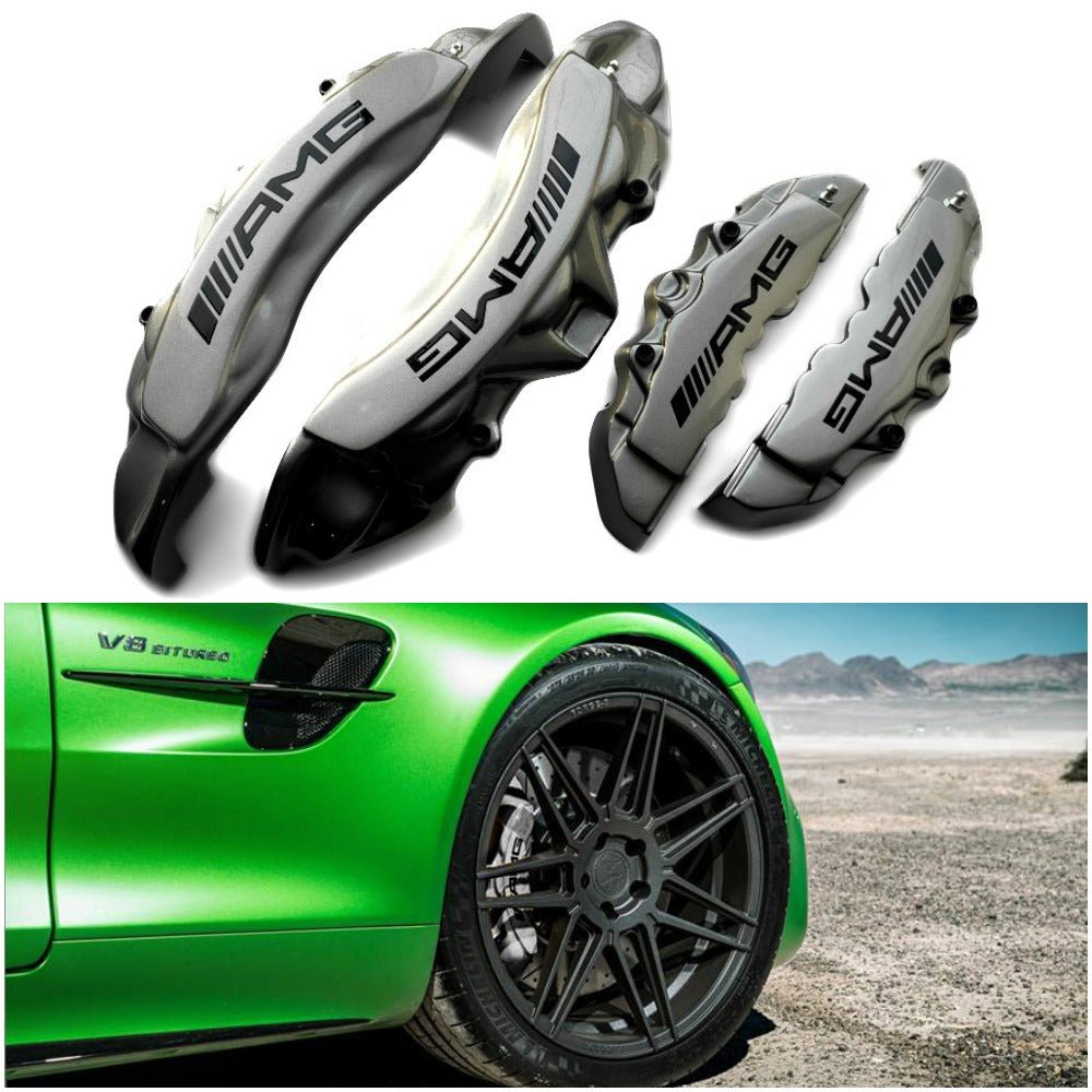 AMG Grey Disc Caliper Covers 4 pcs Set for Mercedes-Benz G-Wagon W463 from Custom Class, made of fiberglass reinforced plastic.