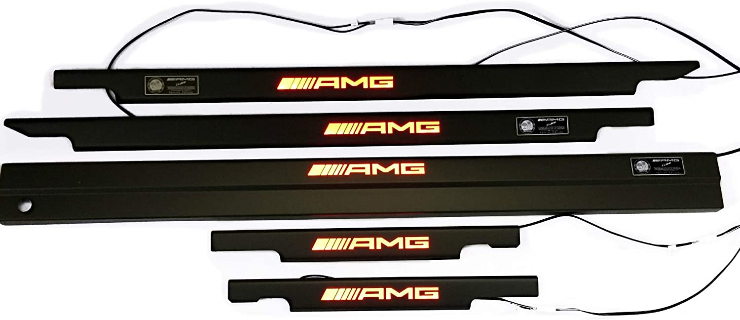 AMG LED Illuminated Door Sills 4 or 5 pcs for Mercedes-Benz W463 from Custom Class, featuring aluminum construction with white LED illumination.