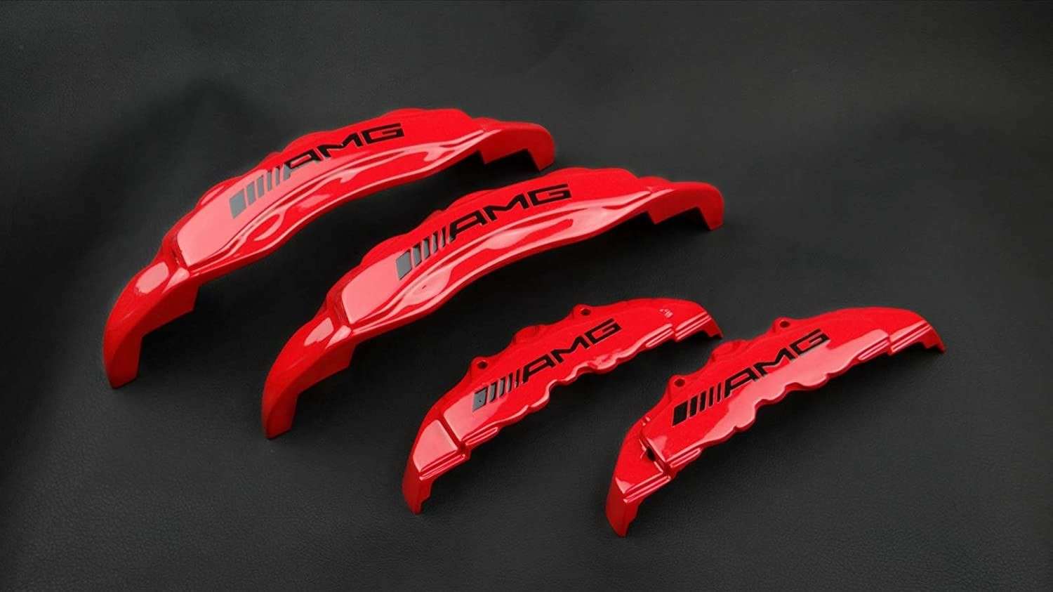 AMG Red Disc Caliper Covers for Mercedes G-Wagon W463 from Custom Class, made of fiberglass reinforced plastic.