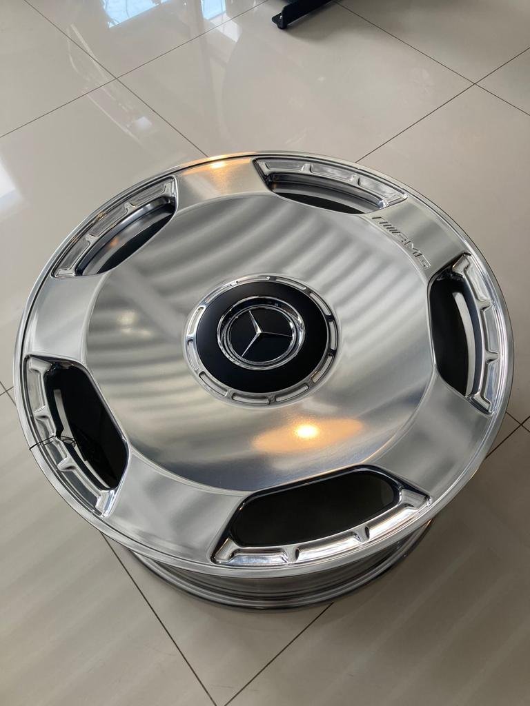 AMG R22 Chrome Rims for Mercedes W463 W463A G-Class from Custom Class, featuring a bolt pattern of 5x130 and a chrome finish.