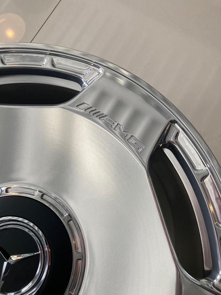 AMG R22 Chrome Rims for Mercedes W463 W463A G-Class from Custom Class, featuring a bolt pattern of 5x130 and a chrome finish.