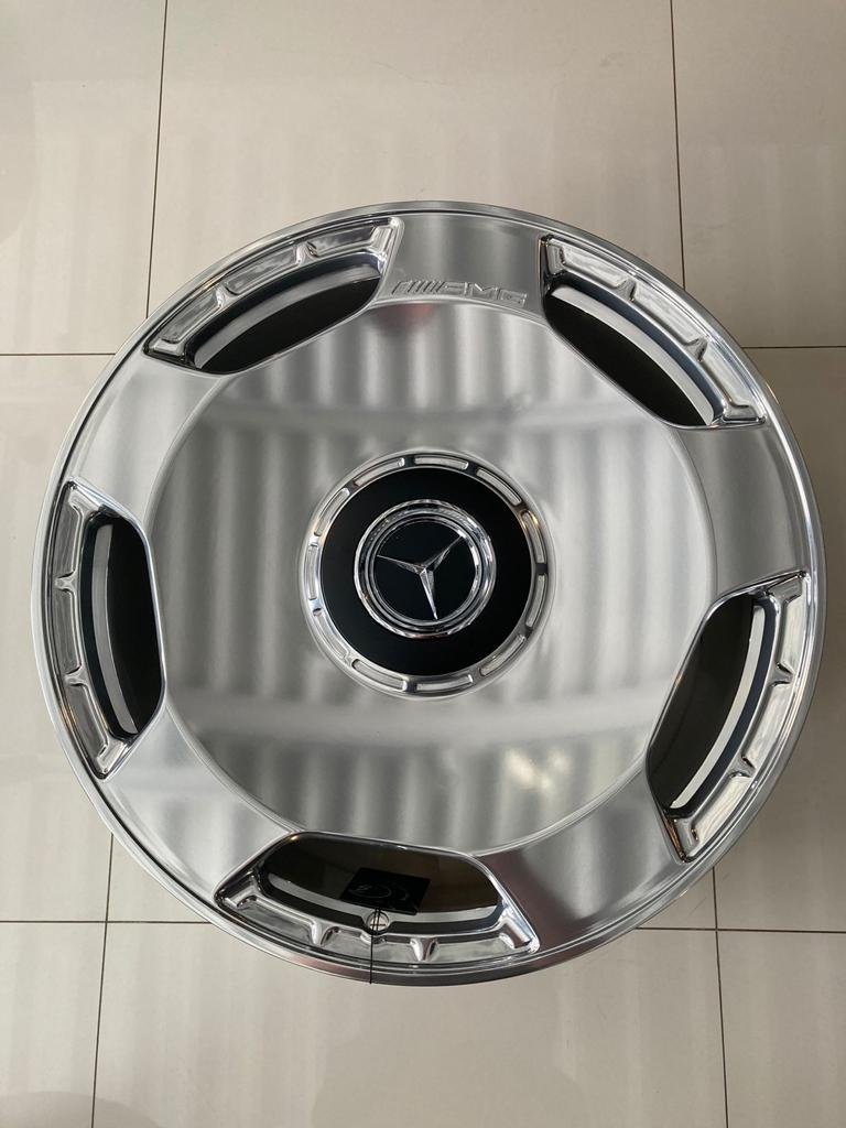 AMG R22 Chrome Rims for Mercedes W463 W463A G-Class from Custom Class, featuring a bolt pattern of 5x130 and a chrome finish.