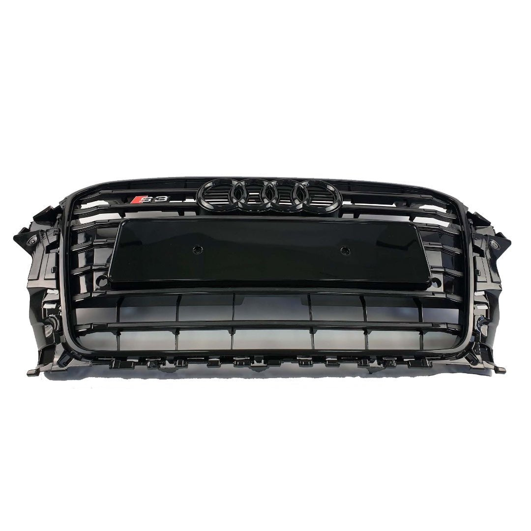 S3 style black front radiator grille for Audi A3 2012-2015 from Custom Class, featuring a black finish.