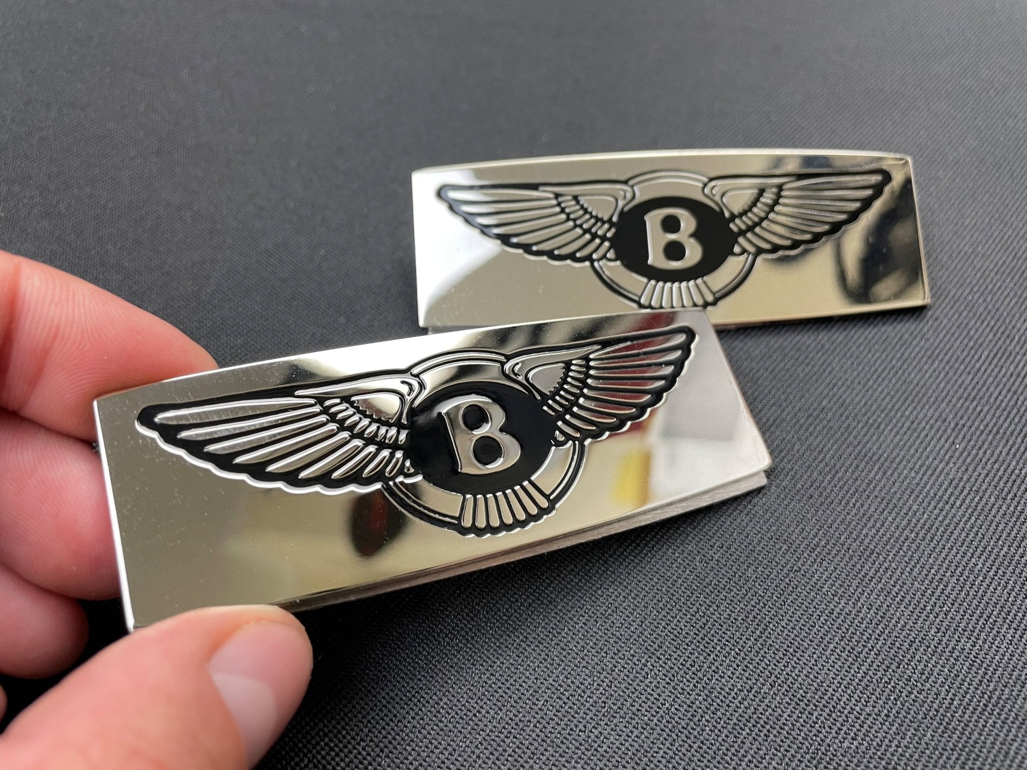 Bentley Any Model Metal Chrome Glossy Floor mats Badges Emblems Logo 2 pcs - Custom Class