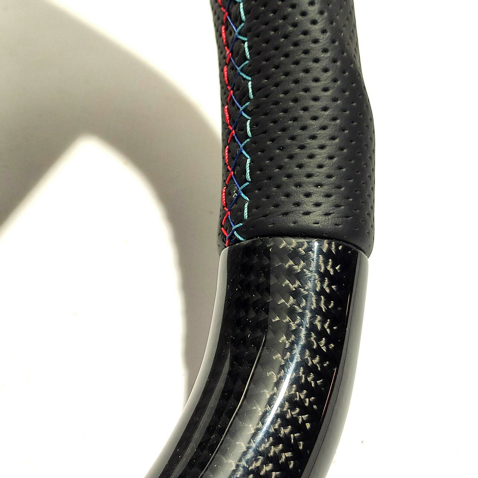 BMW E60 Steering Wheel Carbon Fiber Leather Red Stripe Flat Bottom - Custom Class