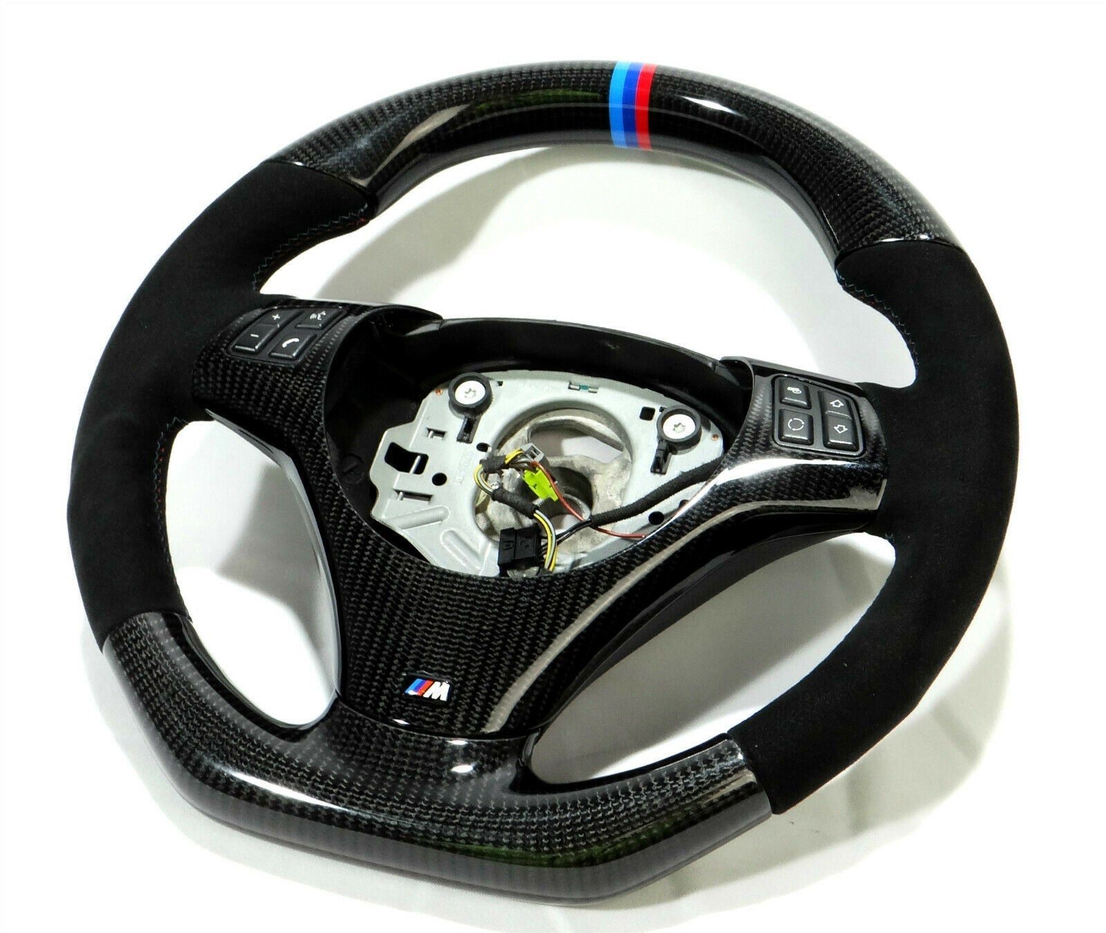 BMW E70 E71 Steering Wheel Carbon Fiber Alcantara Stripes Flat Bottom - Custom Class