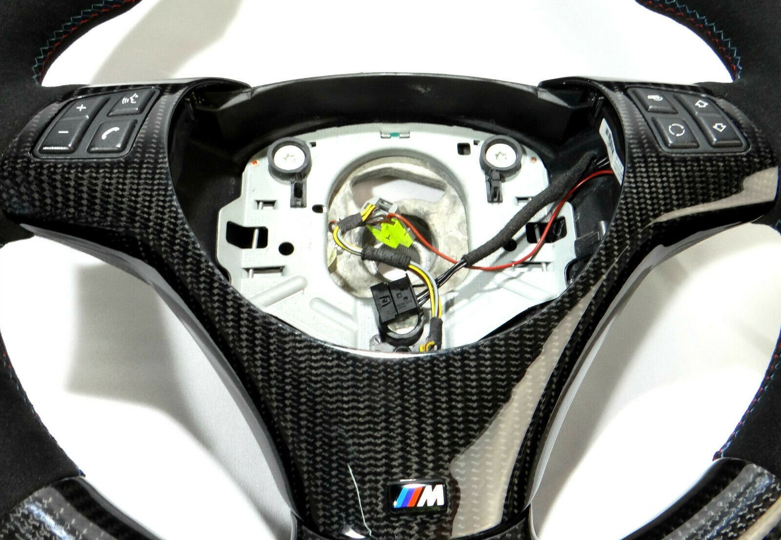 BMW E70 E71 Steering Wheel Carbon Fiber Alcantara Stripes Flat Bottom - Custom Class