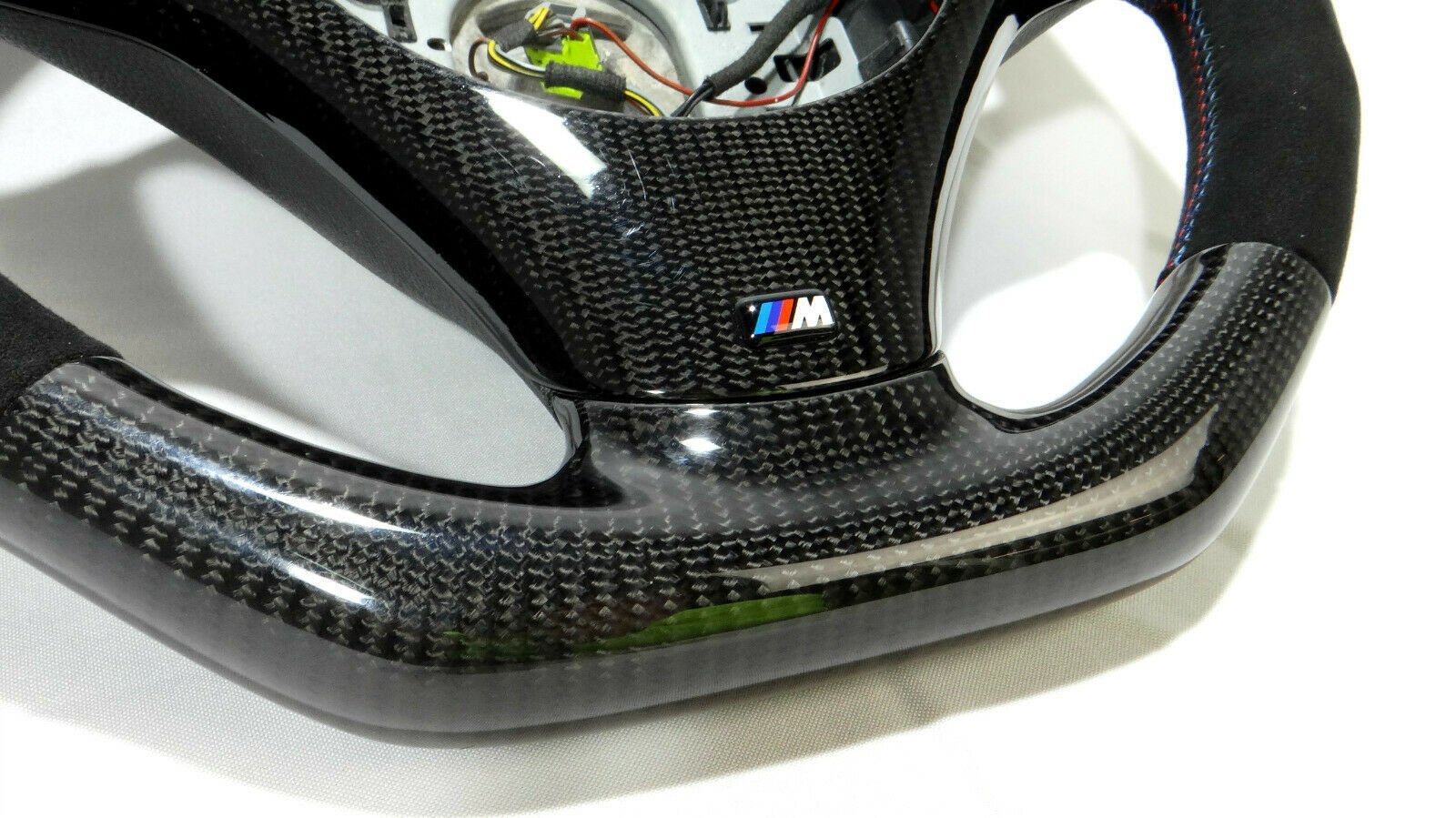 BMW E70 E71 Steering Wheel Carbon Fiber Alcantara Stripes Flat Bottom - Custom Class