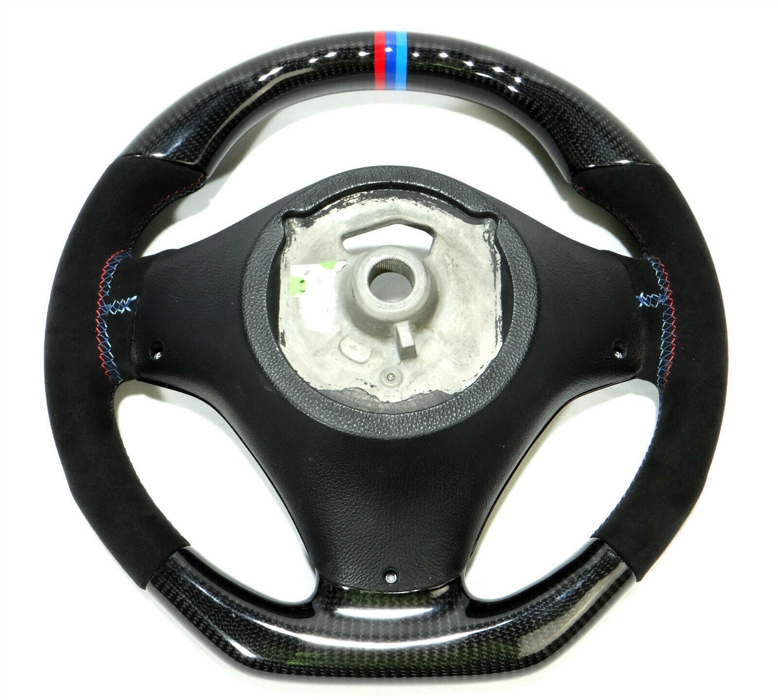 BMW E70 E71 Steering Wheel Carbon Fiber Alcantara Stripes Flat Bottom - Custom Class