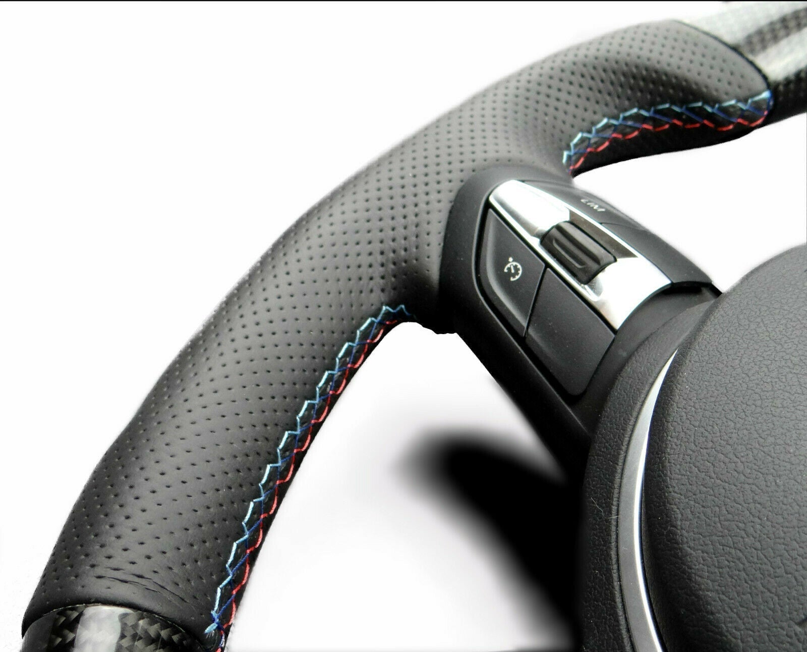 BMW F15 F30 M Style Steering Wheel Carbon Fiber Leather Flat Bottom - Custom Class