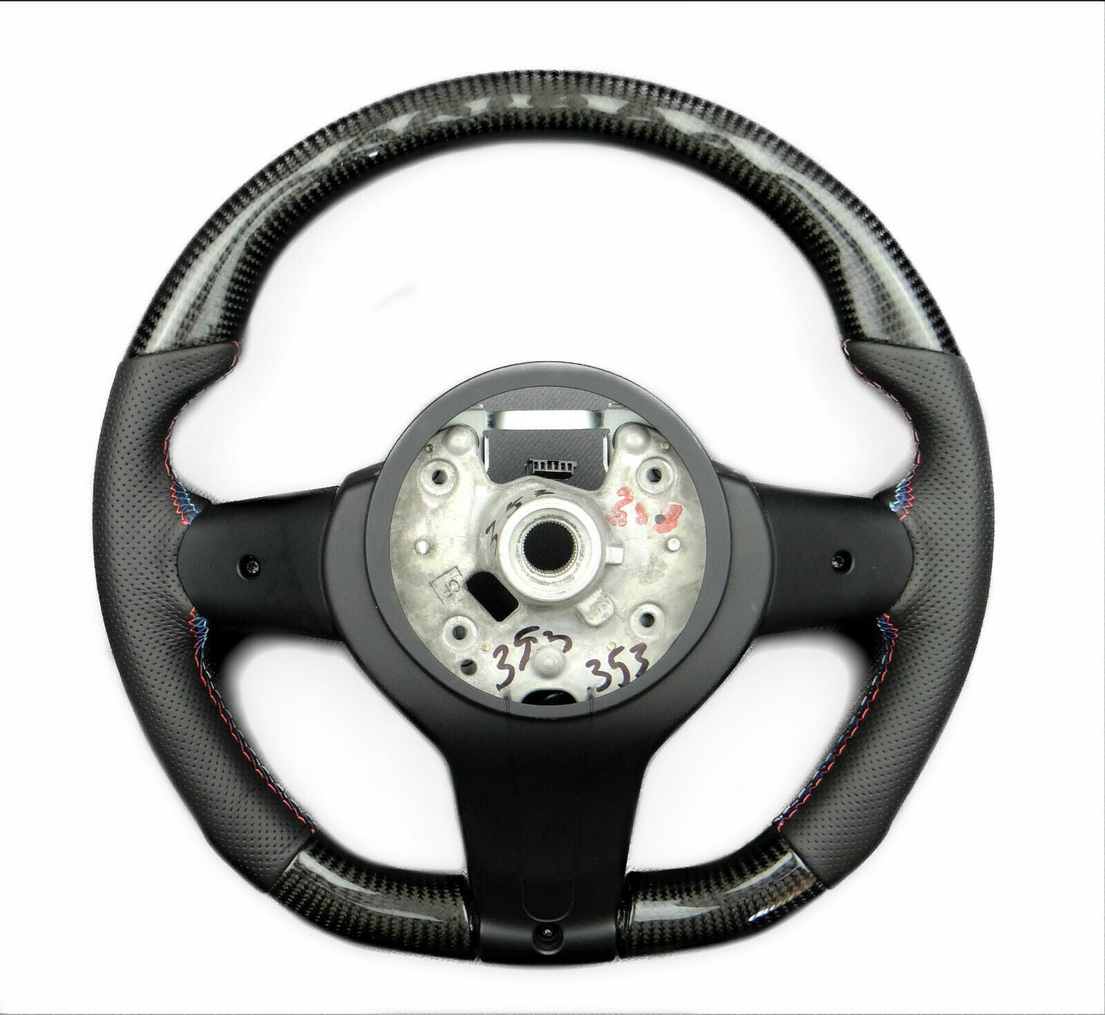 BMW F15 F30 M Style Steering Wheel Carbon Fiber Leather Flat Bottom - Custom Class