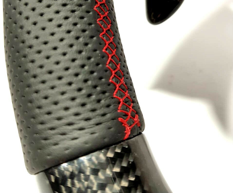 BMW F15 F30 M Style Steering Wheel Carbon Fiber Leather Paddle Shifts Red Strip - Custom Class