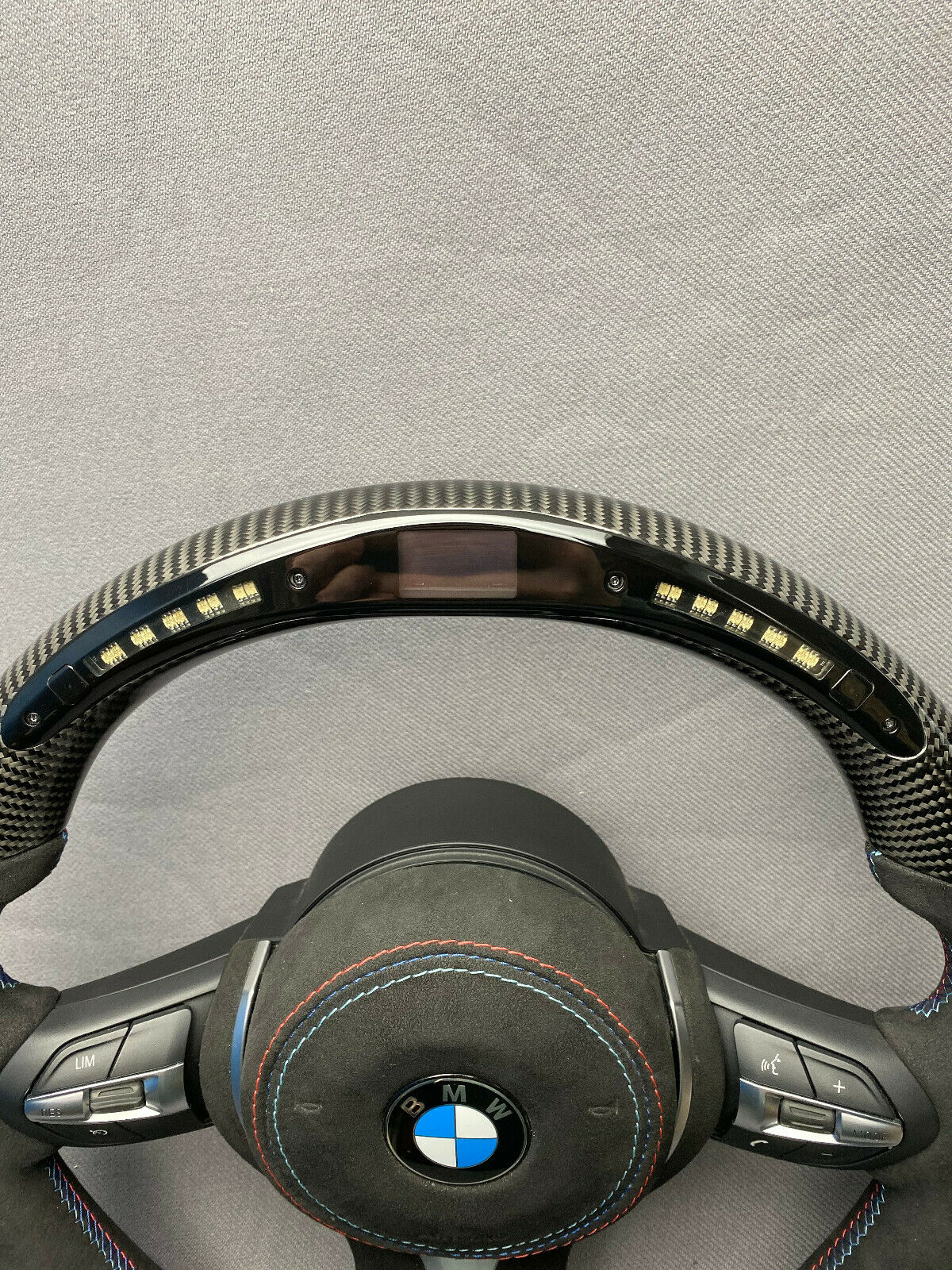 BMW F15 F30 M Style Steering Wheel Carbor Fiber Alcantara LED Flat Bottom - Custom Class