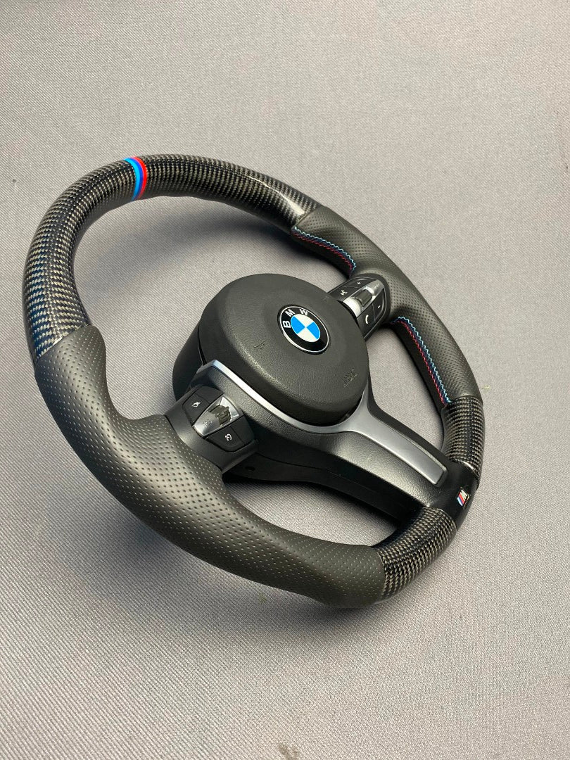BMW F30 F20 F22 F32 F33 X5 F15 X6 F16 Steering Wheel Carbon Leather - Custom Class