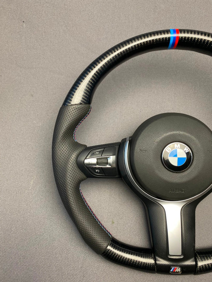 BMW F30 F20 F22 F32 F33 X5 F15 X6 F16 Steering Wheel Carbon Leather - Custom Class