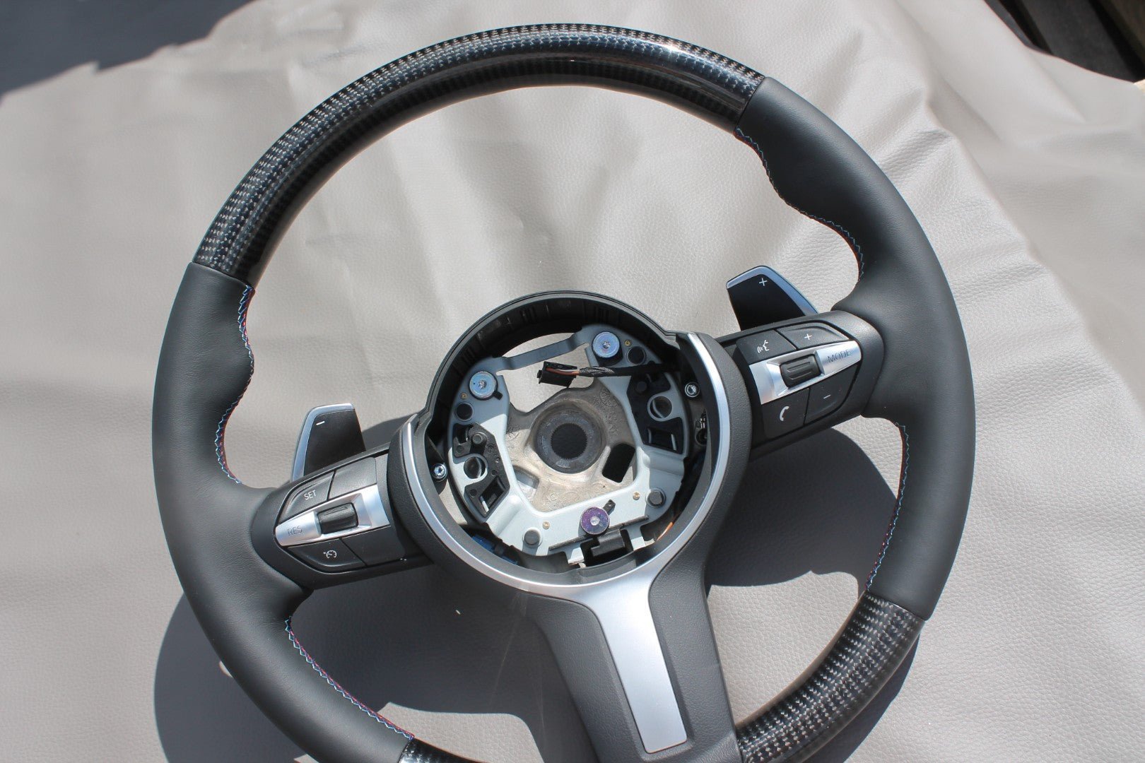 BMW F30 F31 F15 F16 Steering Wheel Carbon Leather M style - Custom Class