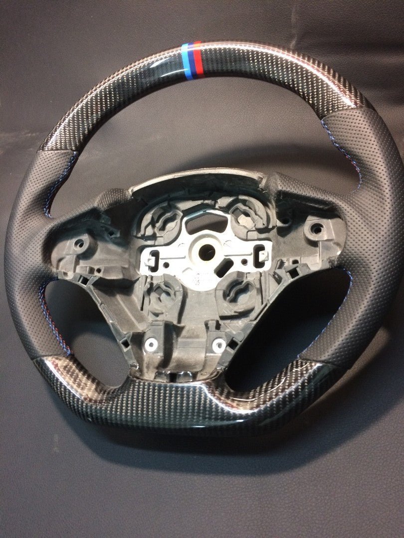 BMW F30 F31 F15 F16 steering wheel carbon leather 12 o'clock stripes - Custom Class