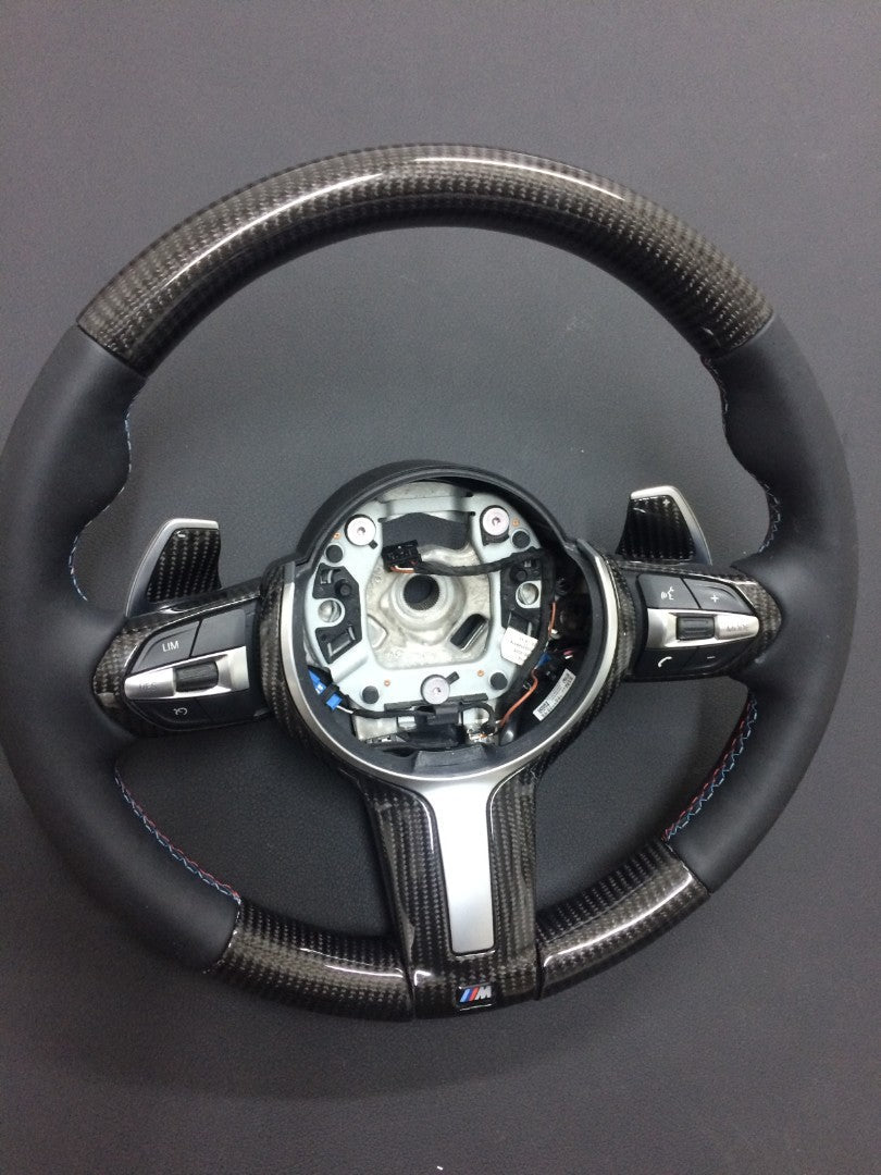 BMW F30 F31 F32 F35 F15 X5 F16 X6 F20 Steering Wheel Carbon Leather - Custom Class