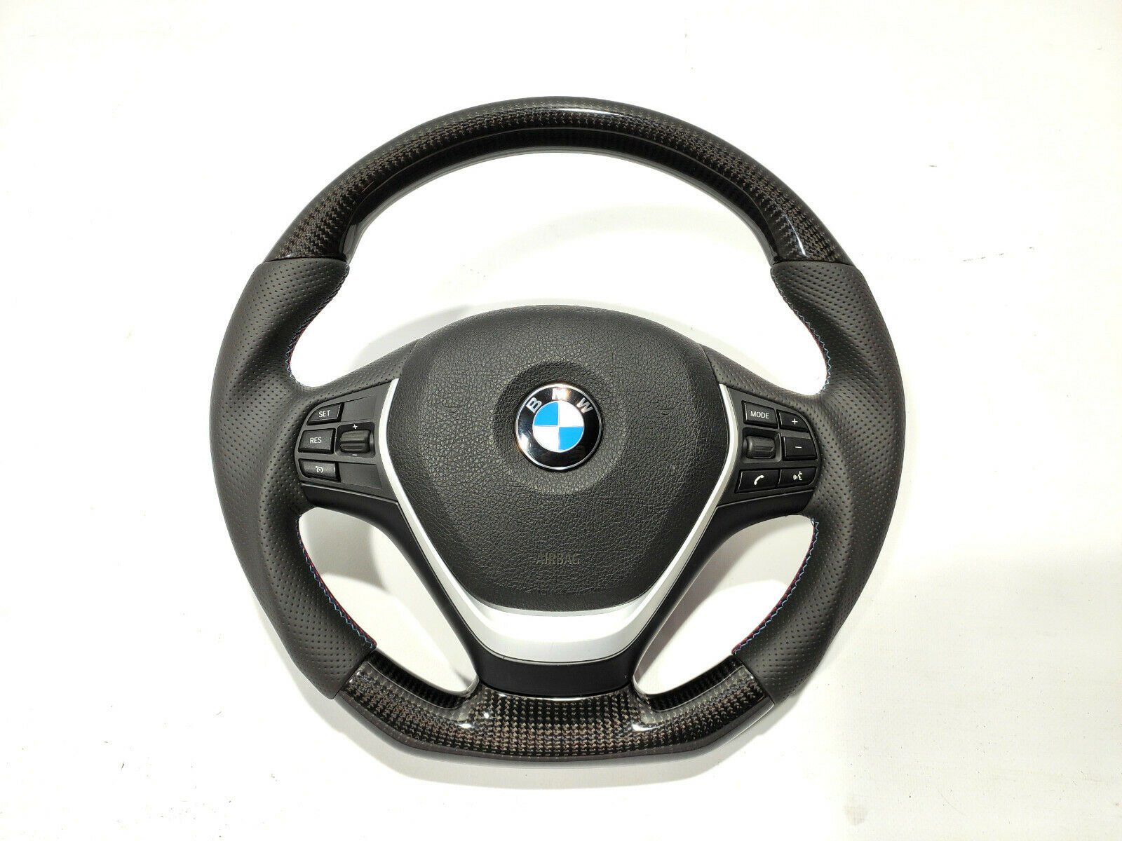 BMW F30 Steering Wheel Carbon Fiber Leather Flat Bottom - Custom Class