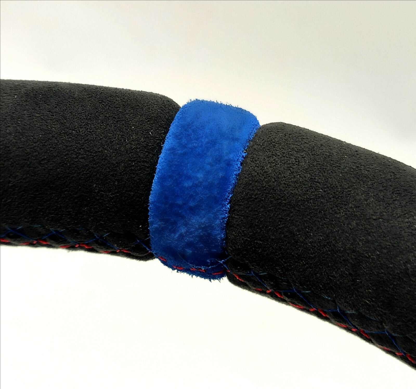 BMW F30 Steering Wheel Leather Blue Alcantara Stripe Flat Bottom - Custom Class