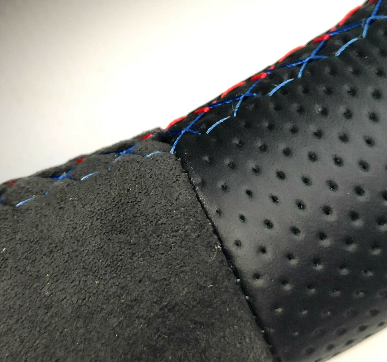 BMW F30 Steering Wheel Leather Blue Alcantara Stripe Flat Bottom - Custom Class