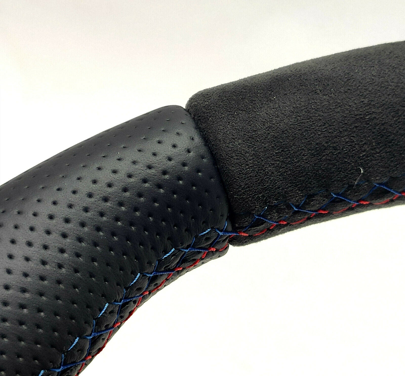 BMW F30 Steering Wheel Leather Blue Alcantara Stripe Flat Bottom - Custom Class