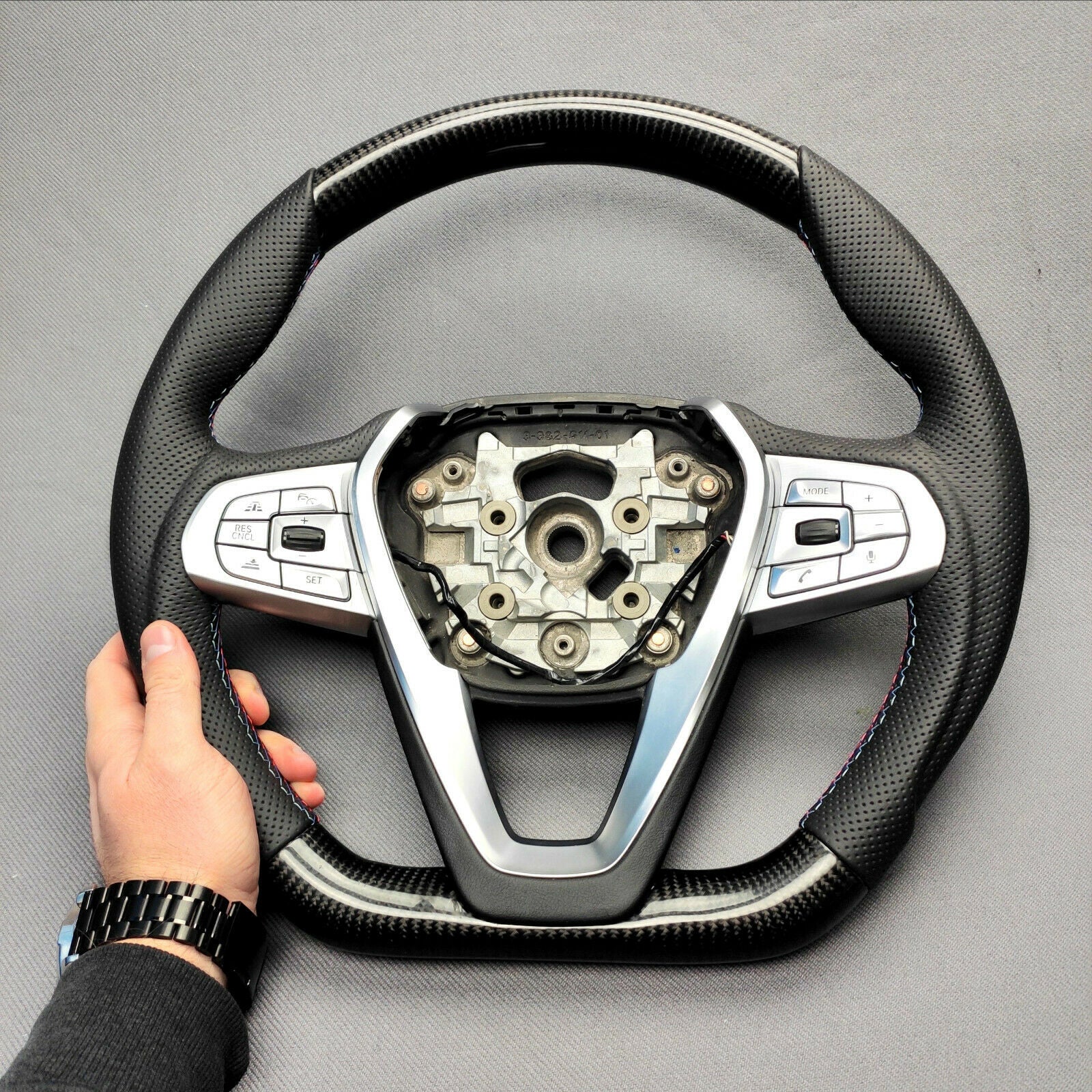 BMW G20 G30 G31 G01 G02 Steering Wheel Carbon Fiber Leather Flat Bottom - Custom Class