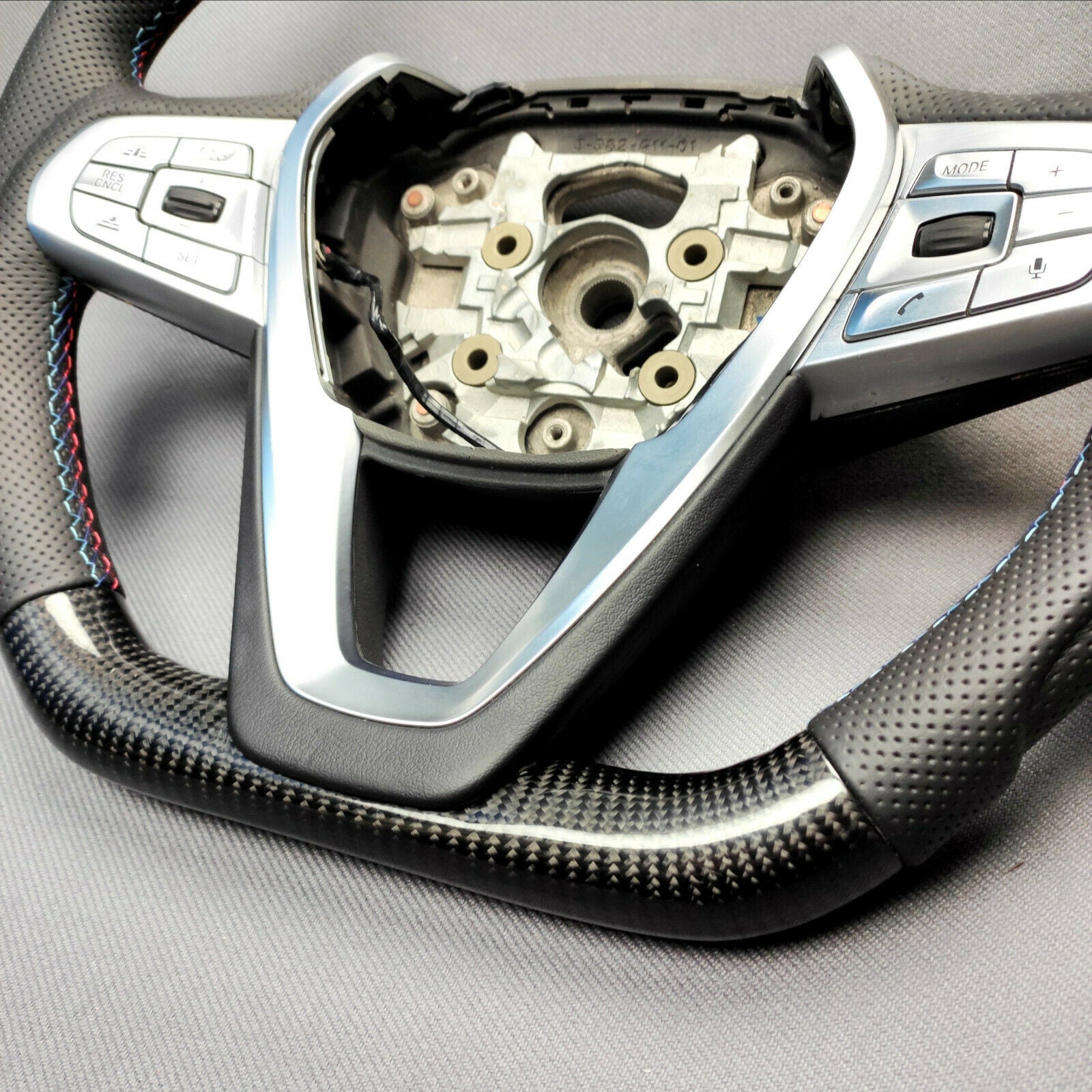 BMW G20 G30 G31 G01 G02 Steering Wheel Carbon Fiber Leather Flat Bottom - Custom Class