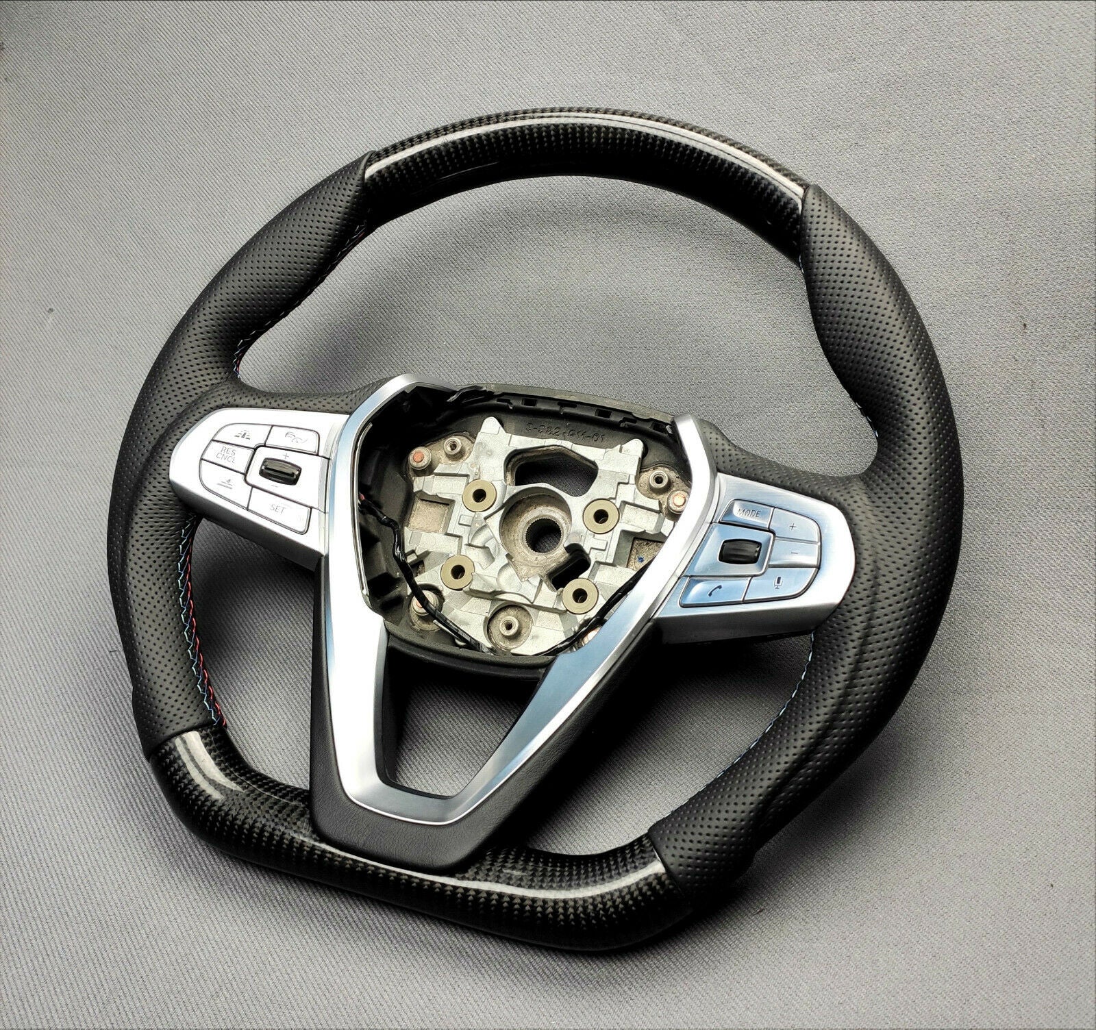 BMW G20 G30 G31 G01 G02 Steering Wheel Carbon Fiber Leather Flat Bottom - Custom Class