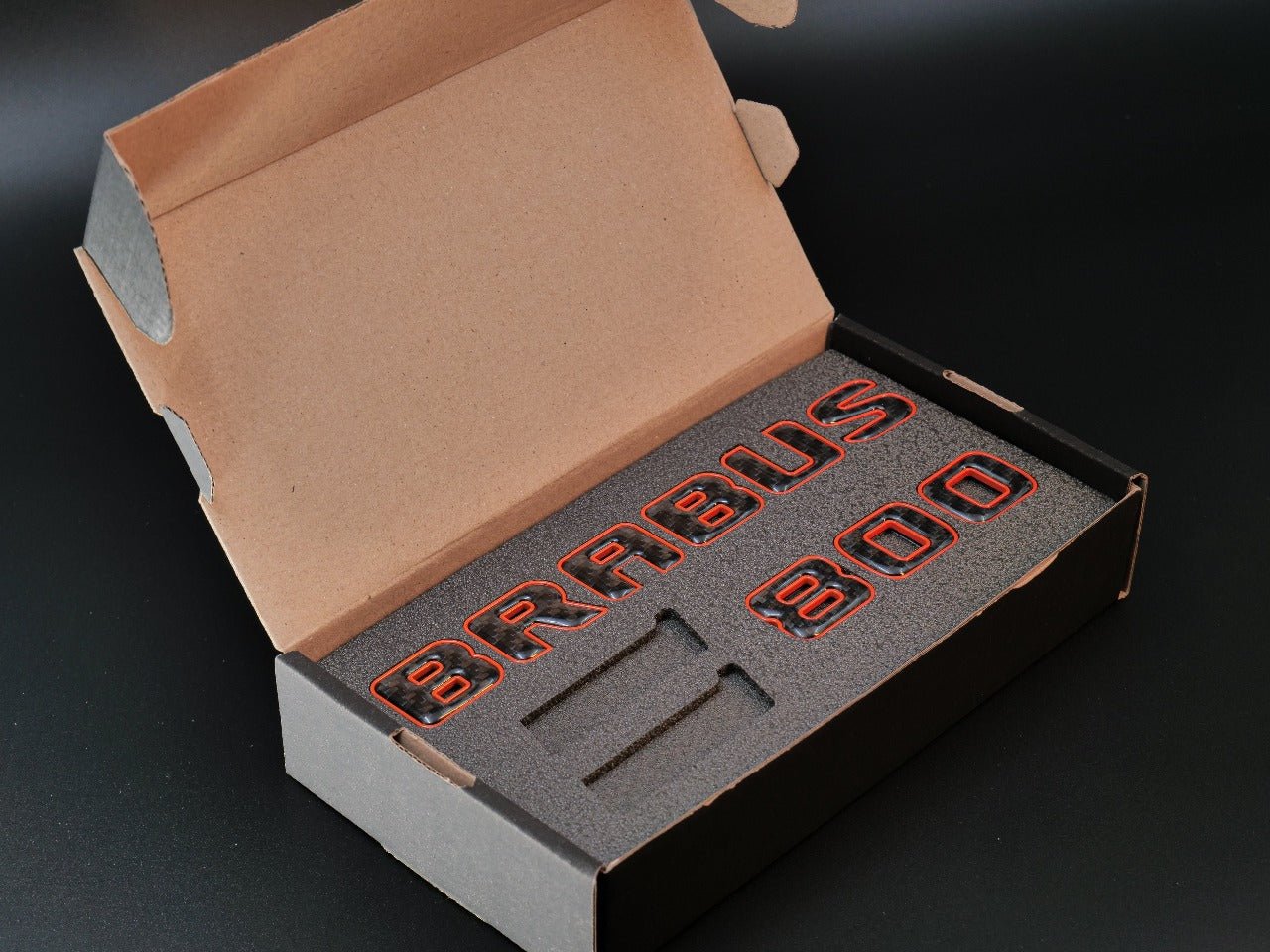 Brabus 800 emblem logo orange metal with carbon for Mercedes-Benz W463 W463A W465 G-Class - Custom Class