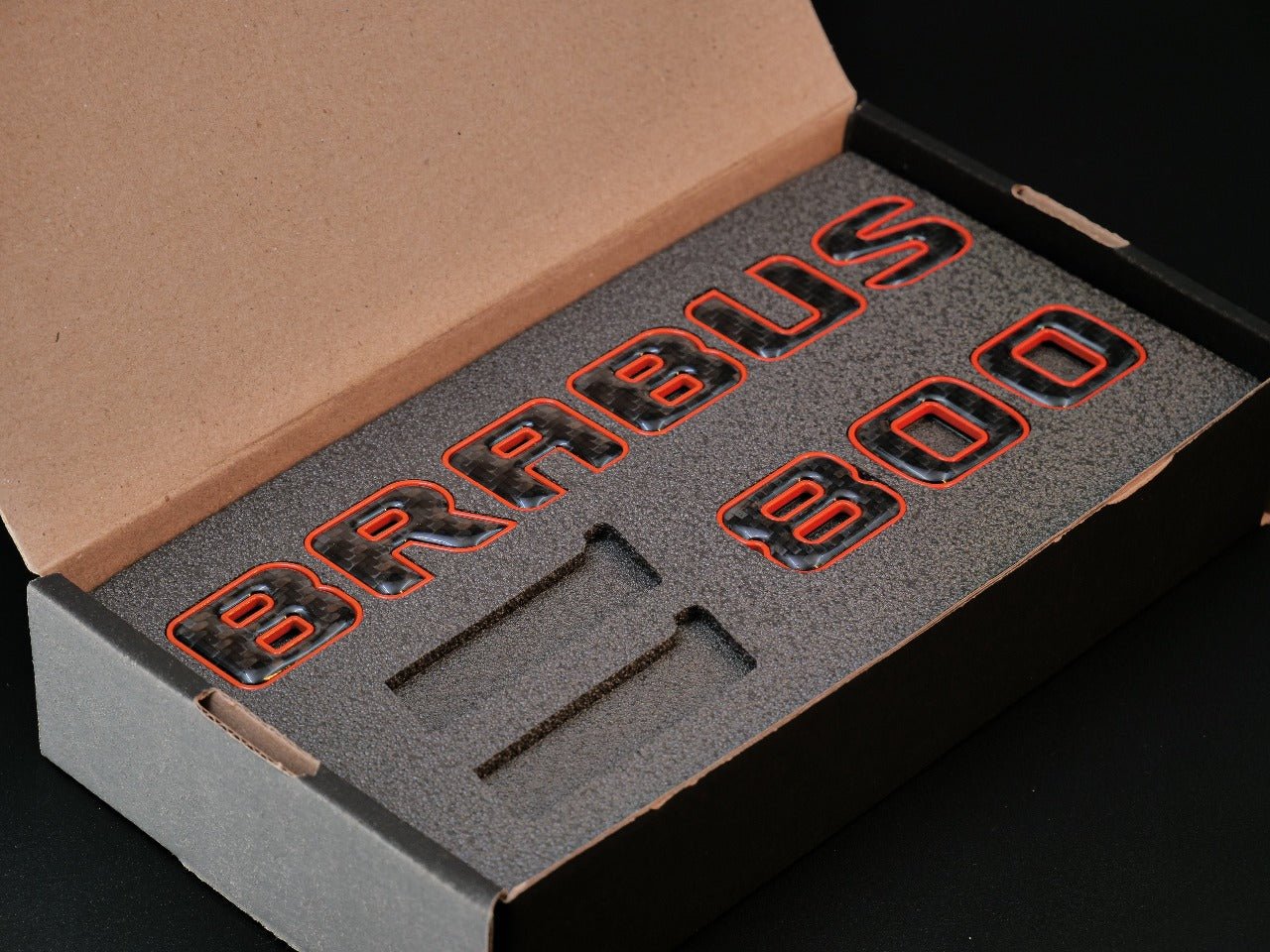 Brabus 800 emblem logo orange metal with carbon for Mercedes-Benz W463 W463A W465 G-Class - Custom Class