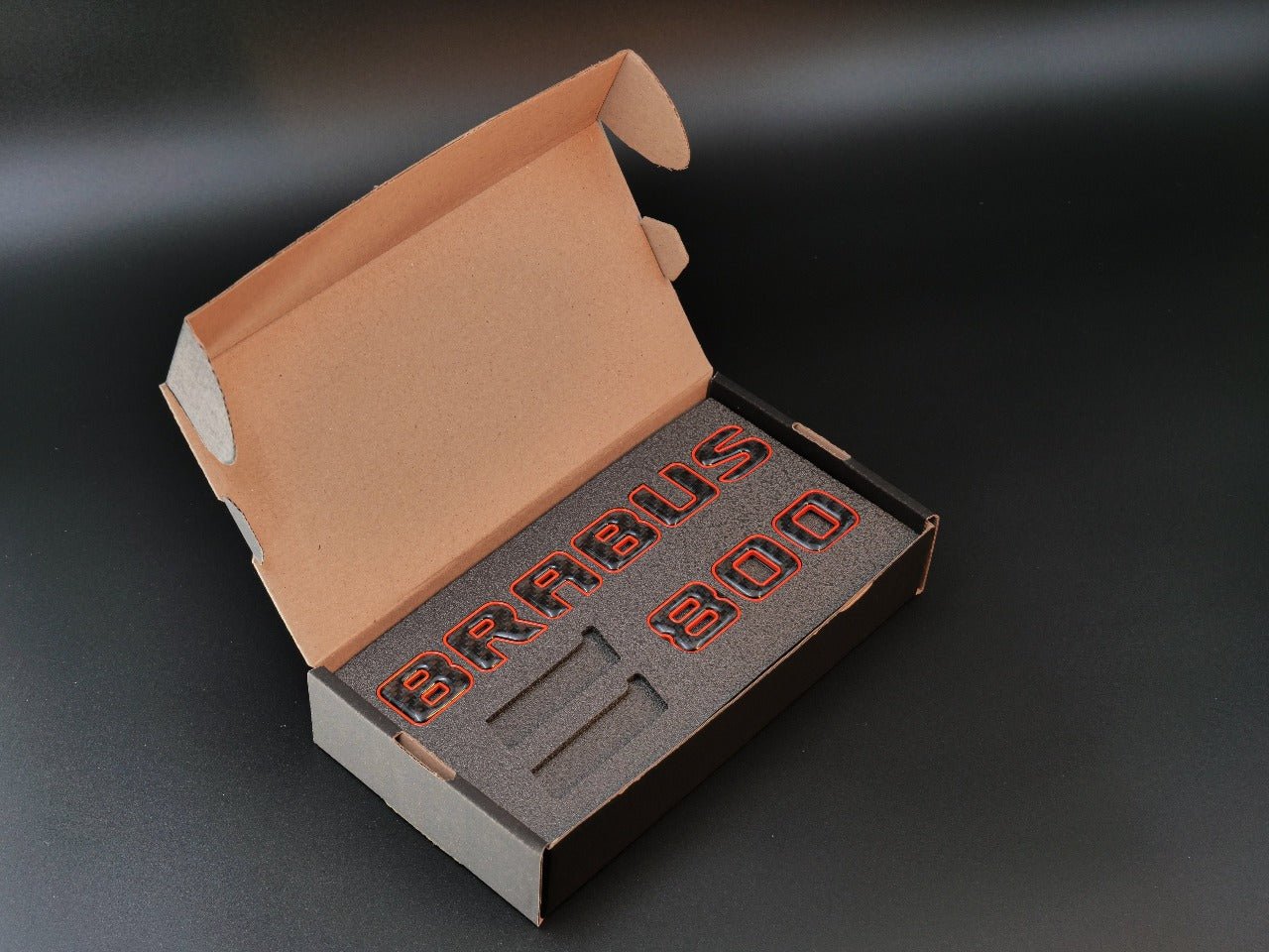 Brabus 800 emblem logo orange metal with carbon for Mercedes-Benz W463 W463A W465 G-Class - Custom Class