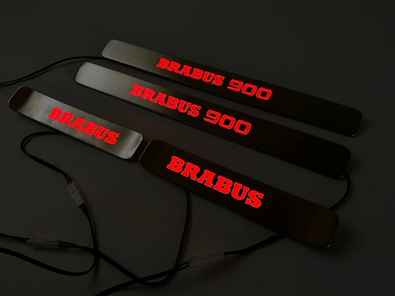 Brabus 900 Door Sills Metal Red LED Illumination 4 pcs for Mercedes-Benz G-Wagon w463a w464 - Custom Class