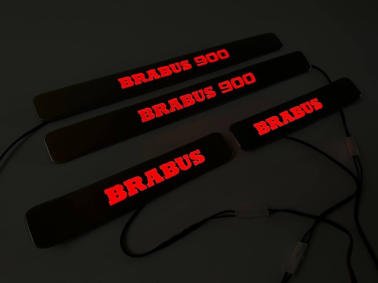 Brabus 900 Door Sills Metal Red LED Illumination 4 pcs for Mercedes-Benz G-Wagon w463a w464 - Custom Class
